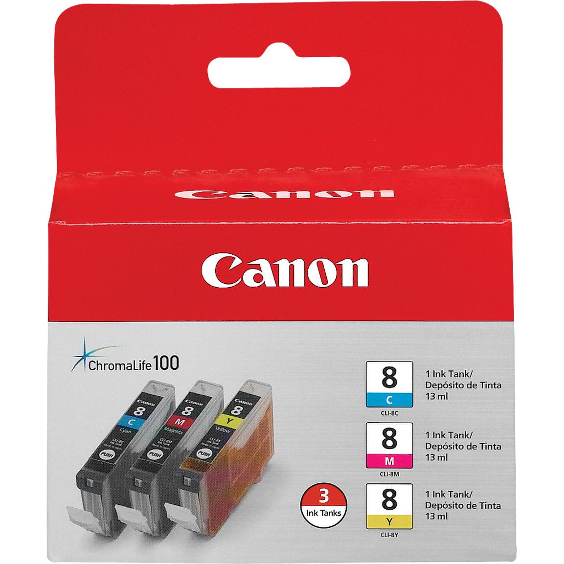 Canon CLI-8 0621B016 Tri Color Ink Cartridges, Genuine Canon Ink for PIXMA and PIXUS Printers