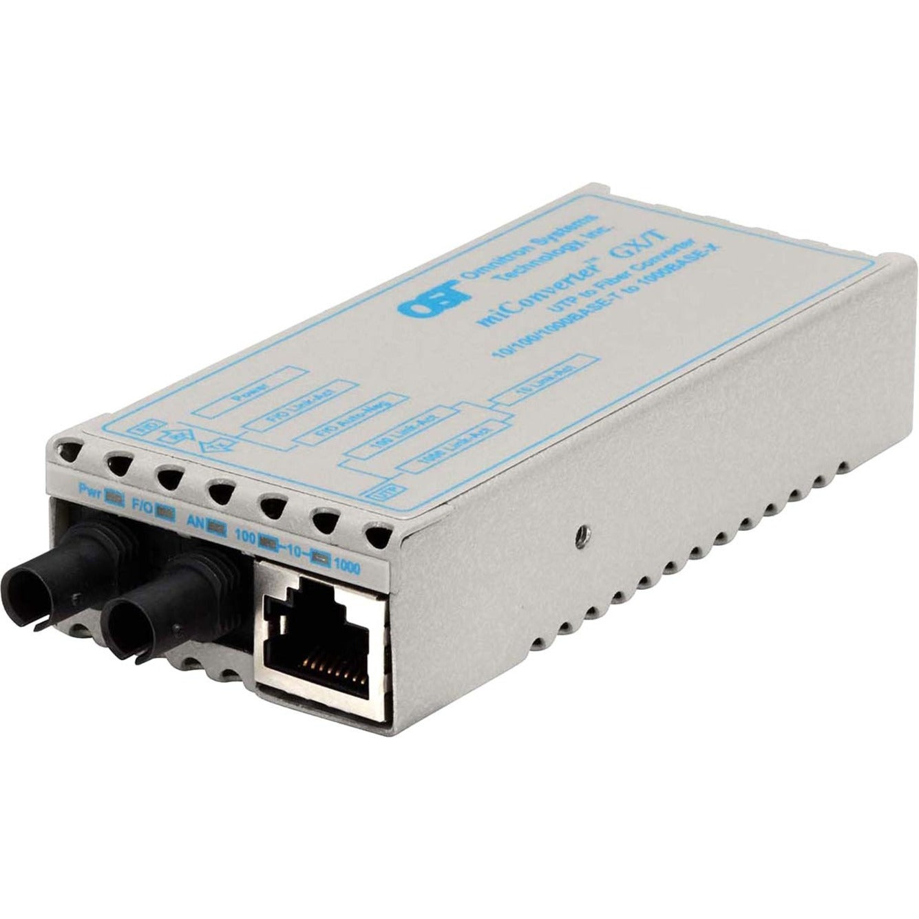 Omnitron Systems 1220-0-1 miConverter GX/T ST Multimode 550m US AC Powered, Transceiver/Media Converter