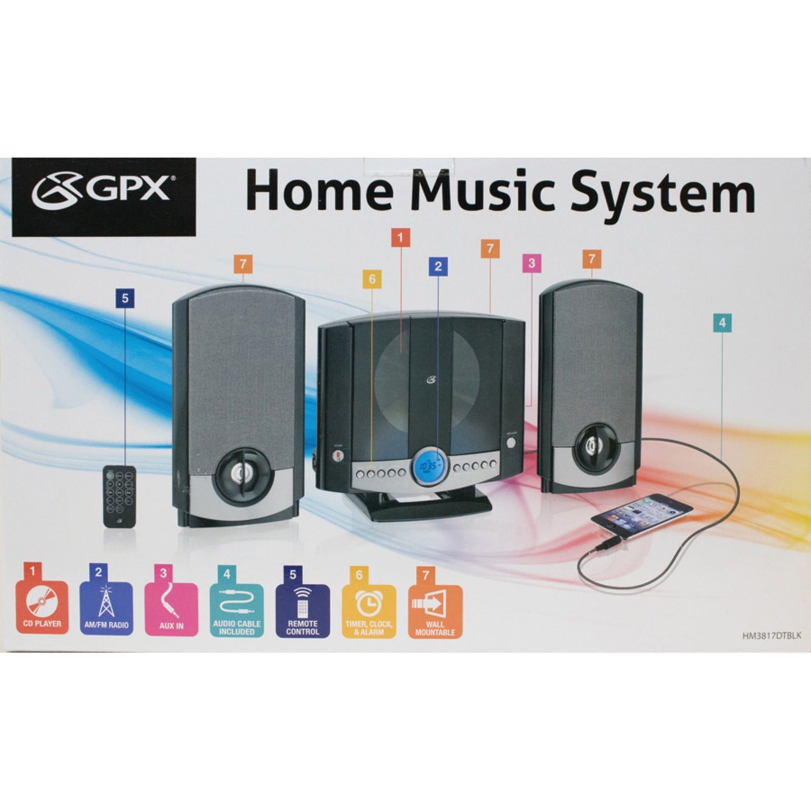GPX HM3817DT Micro Hi-Fi System CD Player (HM3817DTBLK), LCD Display, FM/AM Frequency Band, 20 Tracks