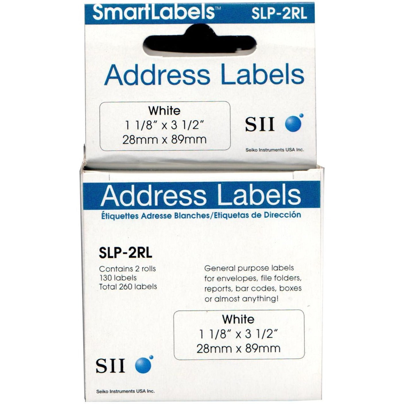 Seiko SLP-2RL SmartLabel Printer Address Labels, 1-1/8"x3-1/2", 130 Labels per Roll