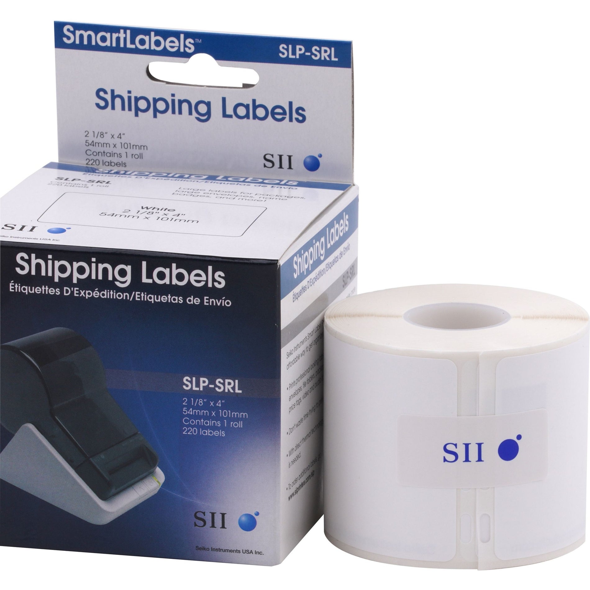 Seiko SLP-SRL SmartLabel Self-adhesive Shipping Labels, 2-1/8"x4", 220 Labels per Roll
