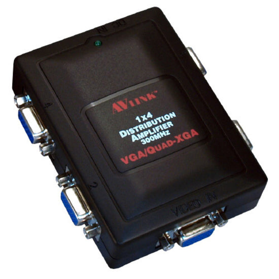 QVS MSV14C 1x4 300MHz 4Port VGA/QXGA Compact Video Distribution Amplifier, Maximum Video Bandwidth 300 MHz