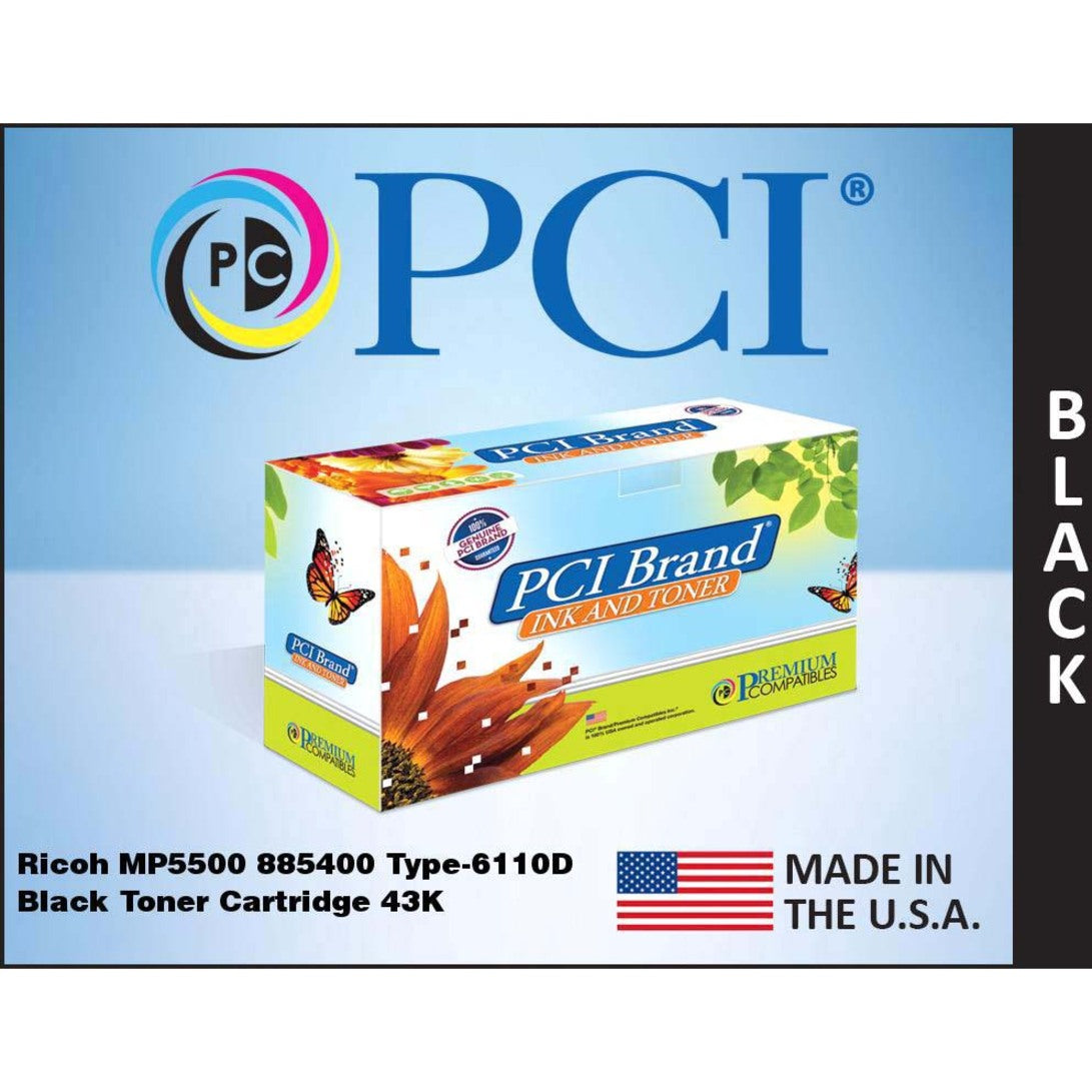 Premium Compatibles 885400PC Ricoh 885400 Type 6110D Black Toner Cartridge 43K Yield Made in the USA