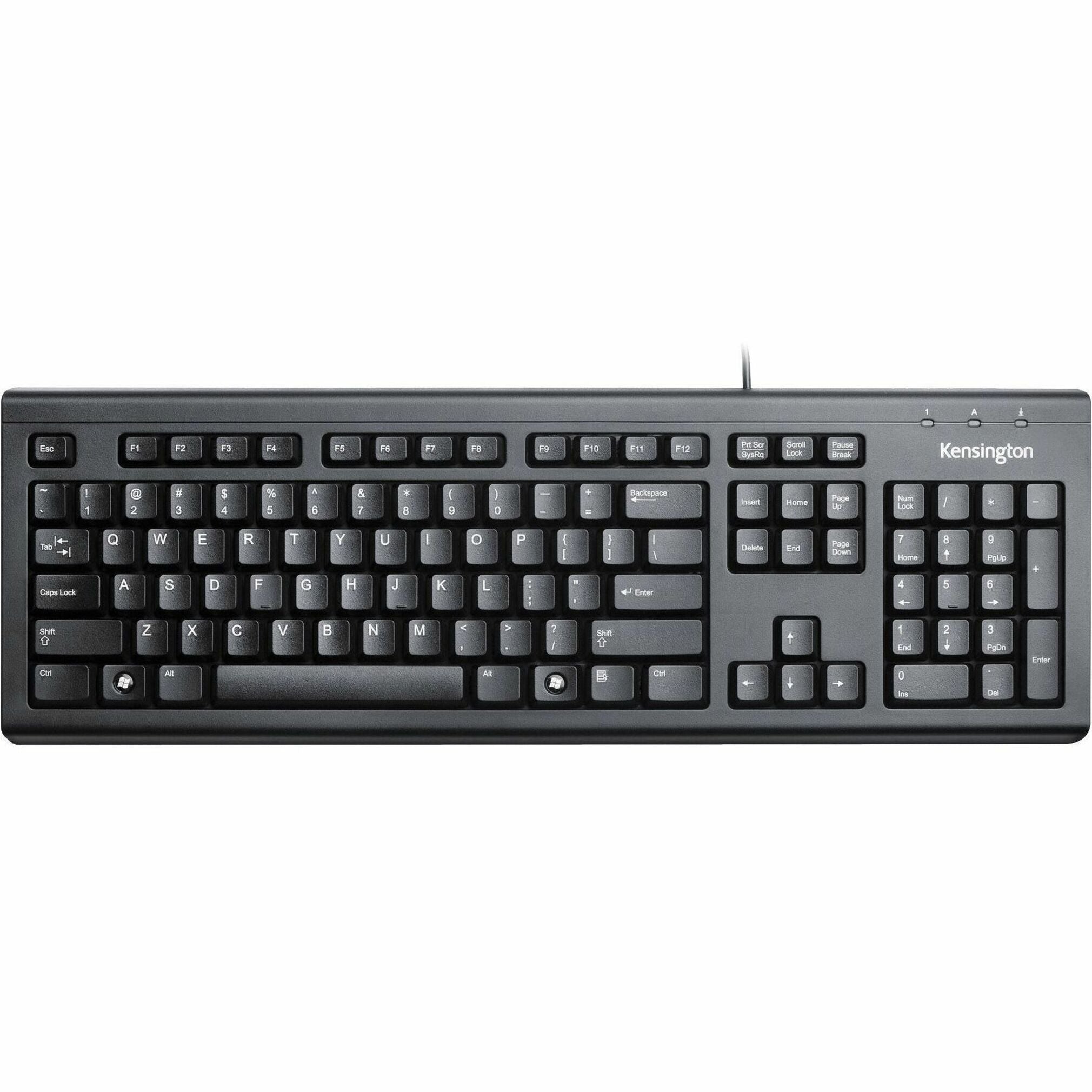 Kensington K64370A Keyboard for Life, Spill Proof, USB Cable, Black