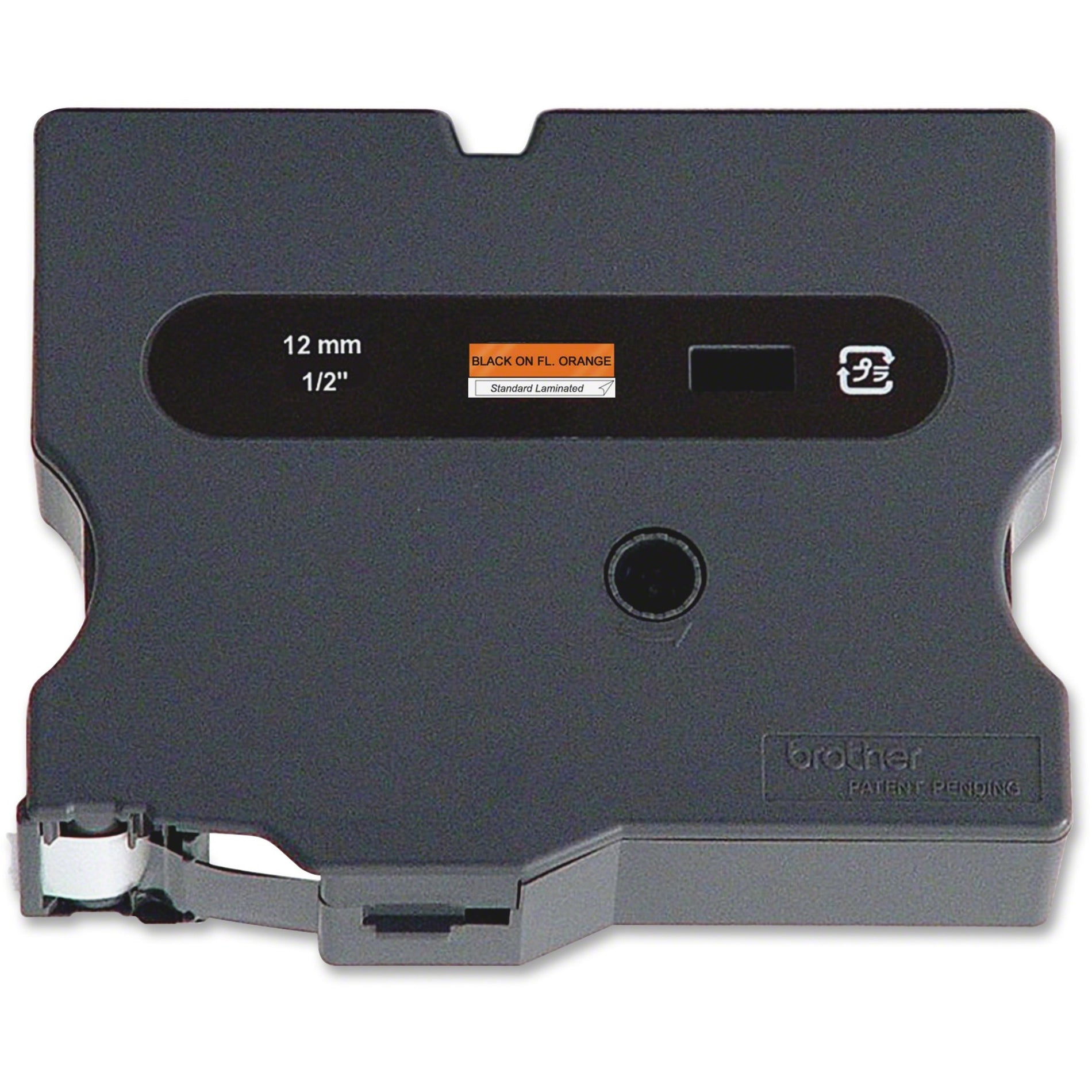 Brother TXB511 TX Series Laminated Tape Cartridge, 24mm Size, Black/Fl.Orange