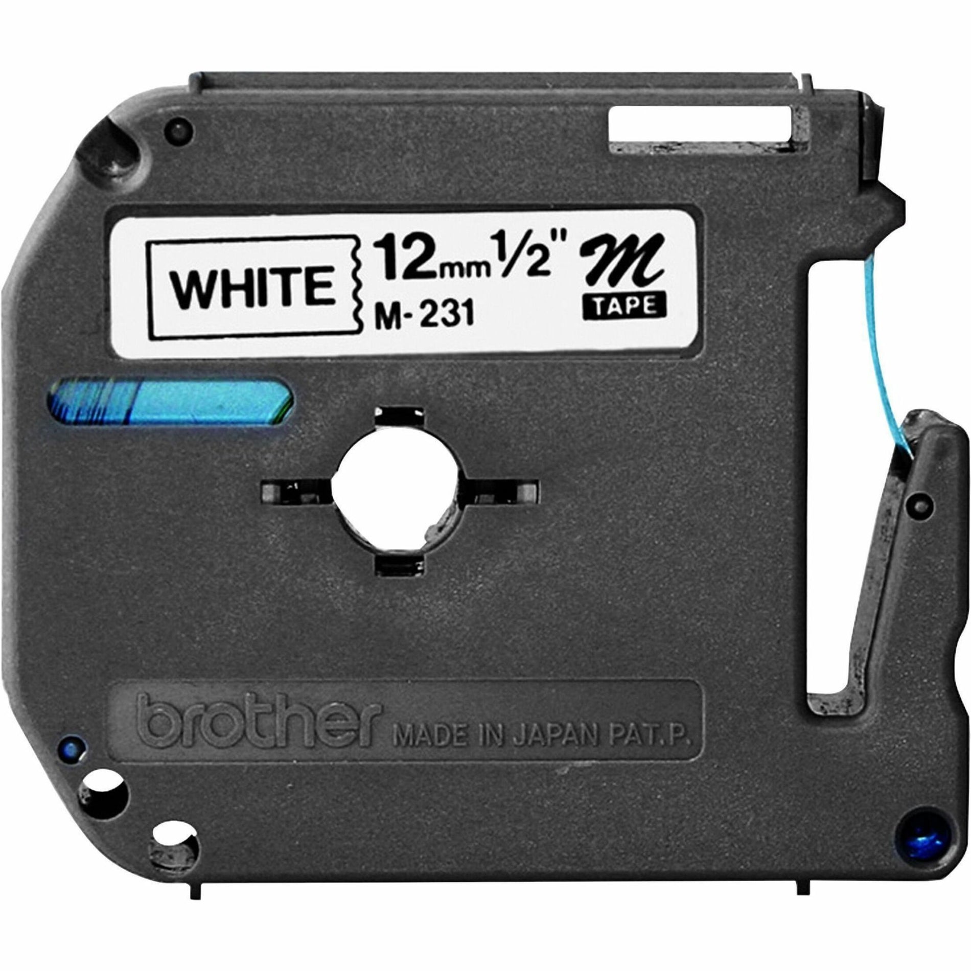 Brother M231 P-touch Nonlaminated Label Tape, 1/2" Size, Black/White