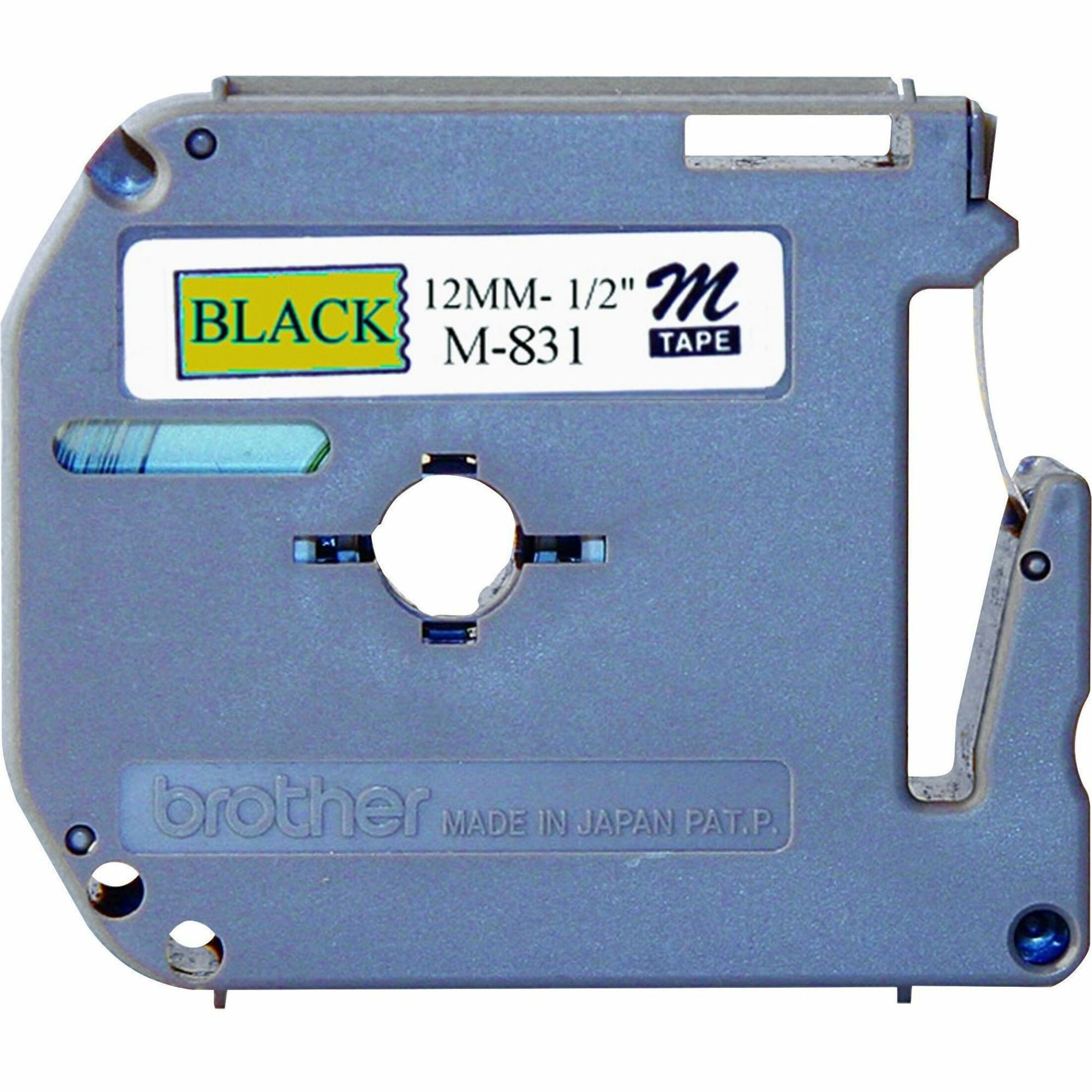 Brother M831 P-touch Nonlaminated Label Tape, 1/2" Size, Black/Gold