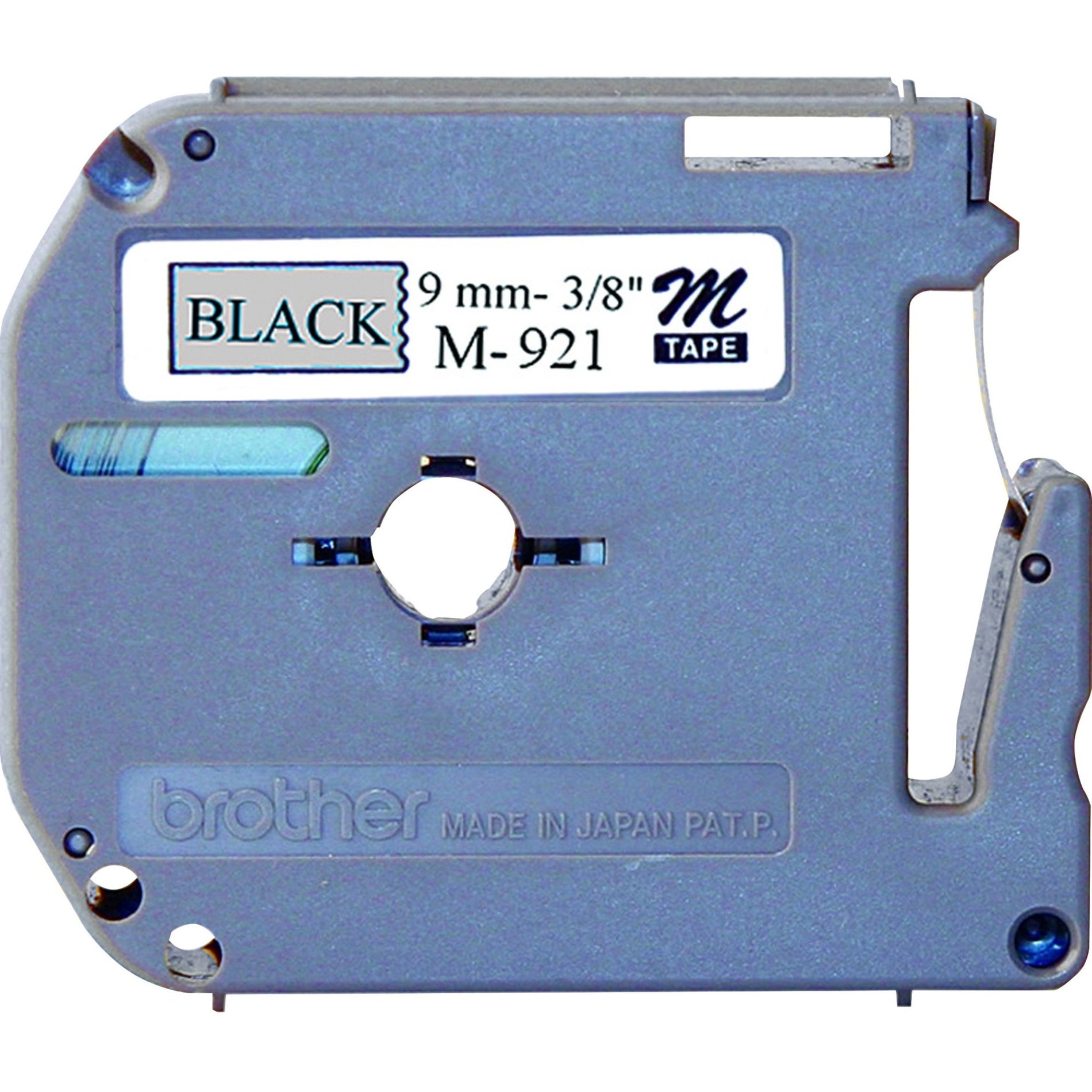 Brother M921 P-touch Nonlaminated Label Tape, 3/8" Size, Black/Silver