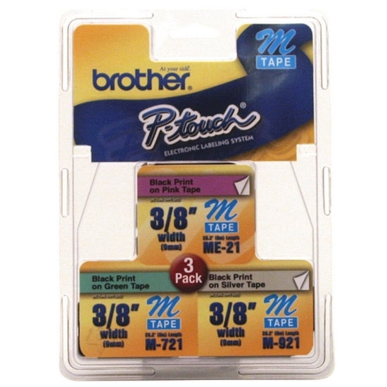 Brother ME793 P-Touch M Non-Laminated Tape(s), 3/8" Label Width, Direct Thermal, Green, Silver