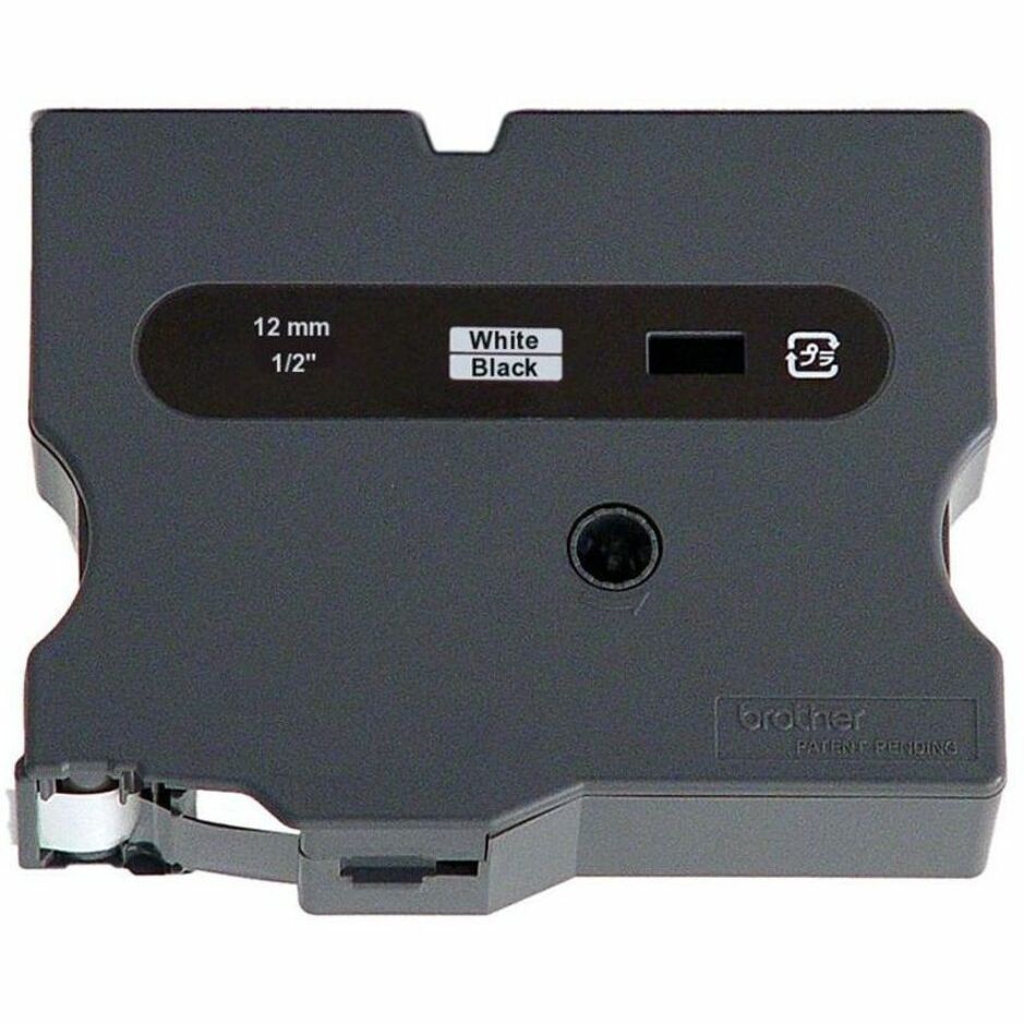 Brother TX3351 TX Series Laminated Tape Cartridge, 1/2" Size, White/Black