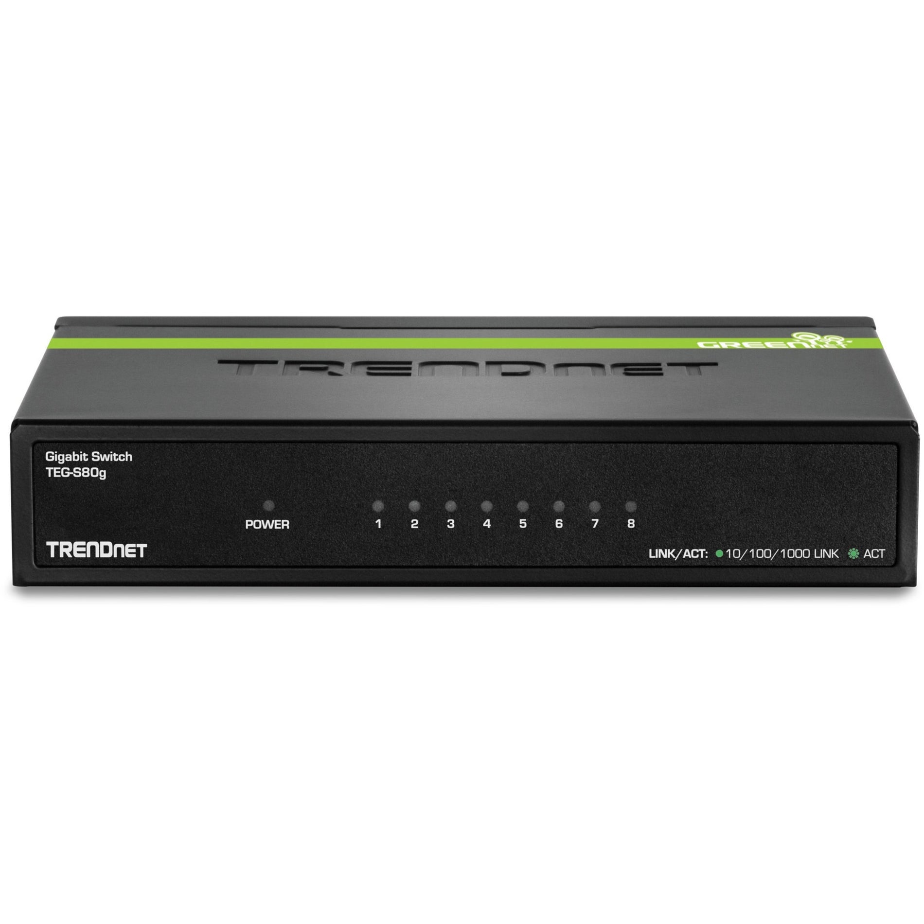TRENDnet TEG-S80G 8-port Gigabit GREENnet Switch (Metal), Fanless, Plug & Play, Lifetime Protection