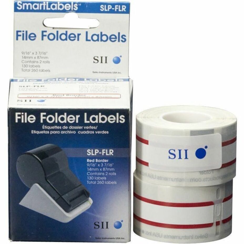 Seiko SLP-FLR SmartLabel File Folder Label, Self-adhesive, Red, 2 Roll