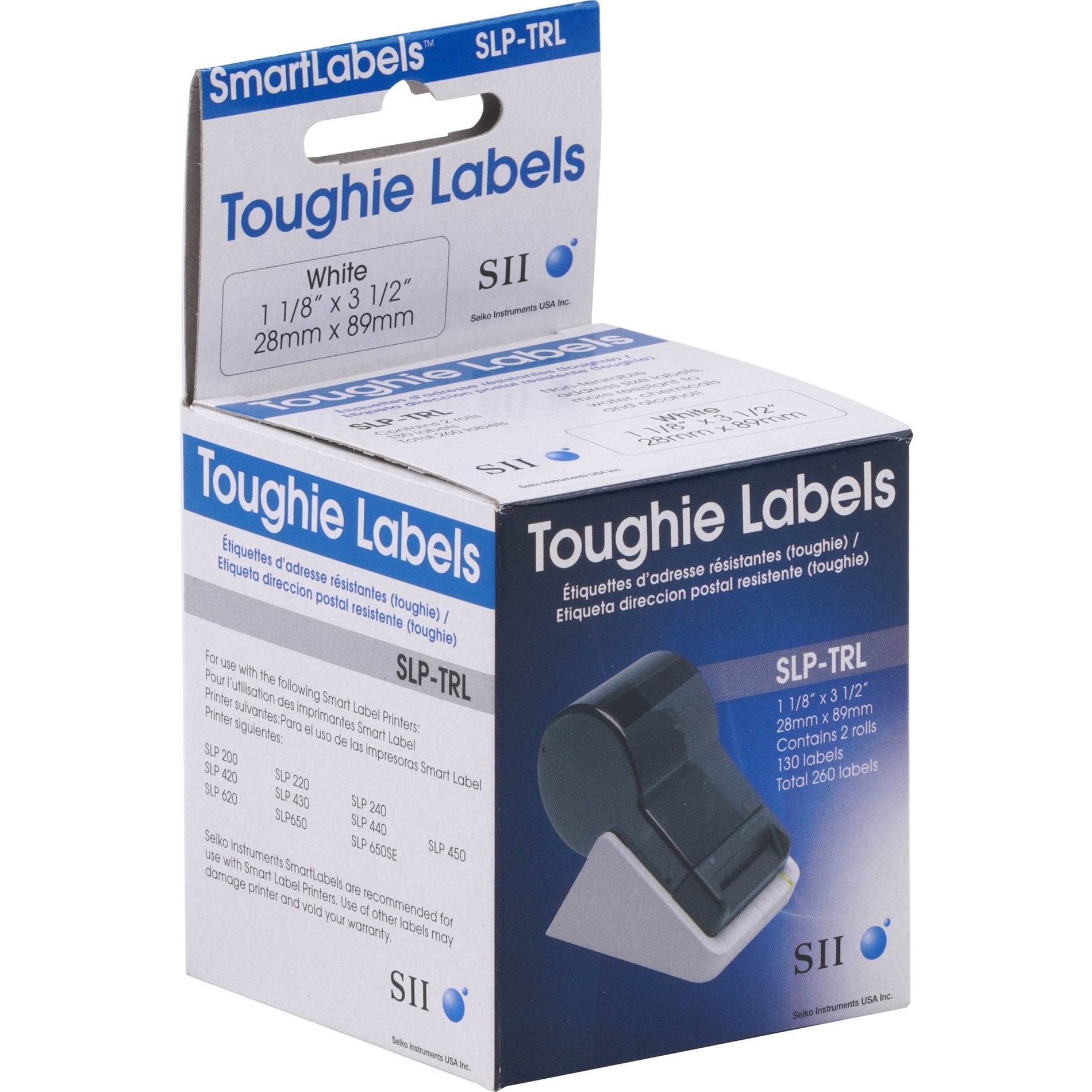 Seiko SLP-TRL SmartLabel Toughie Address Label, Tear and Chemical Resistant, 1 1/8" x 3 1/2", 2 Roll