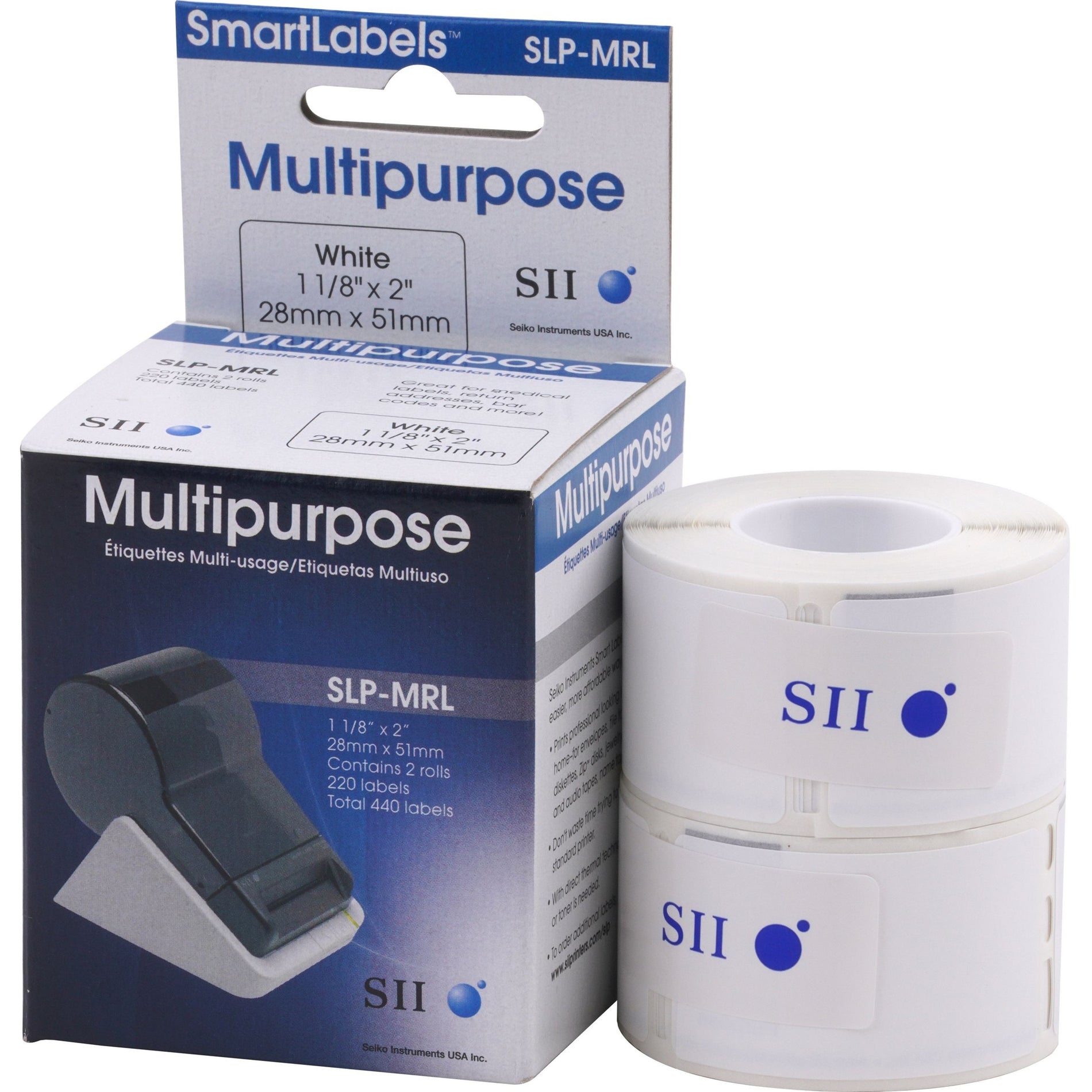 Seiko SLP-MRL High Quality Multipurpose Labels, 1-1/8"x2", 200/Roll, White
