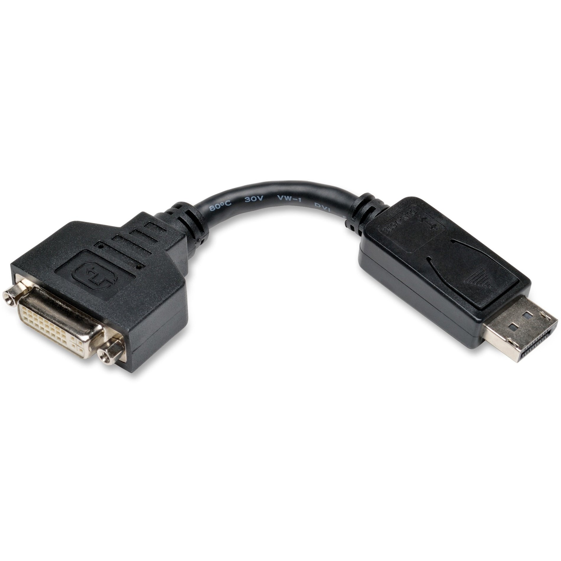 Tripp Lite P134-000 DisplayPort to DVI Cable Adapter, Black - Connect Your DisplayPort Device to a DVI Monitor