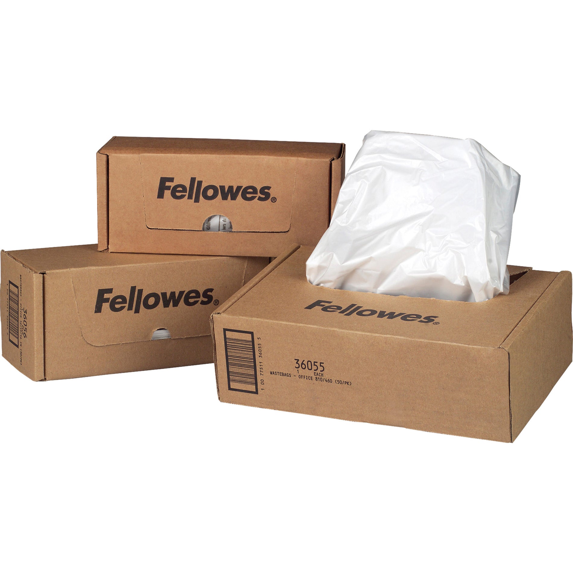 Fellowes 36052 Office Shredder Waste Bags, 100/Box, 7 gal, Disposable, Durable, Recyclable