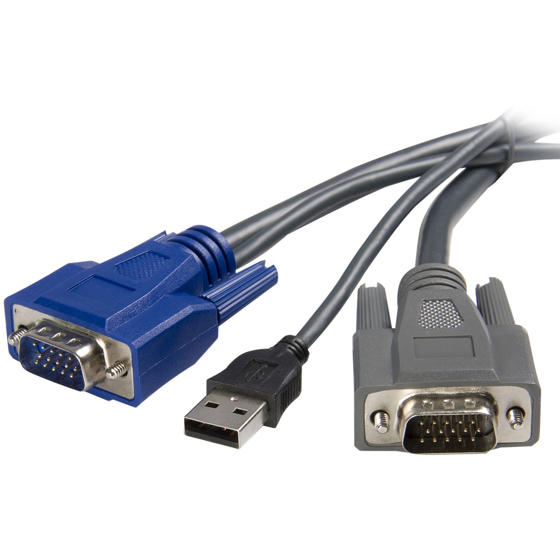 StarTech.com SVUSBVGA10 Ultra-Thin USB VGA 2-in-1 KVM Cable, 10 ft, High Quality, Lifetime Warranty [Discontinued]