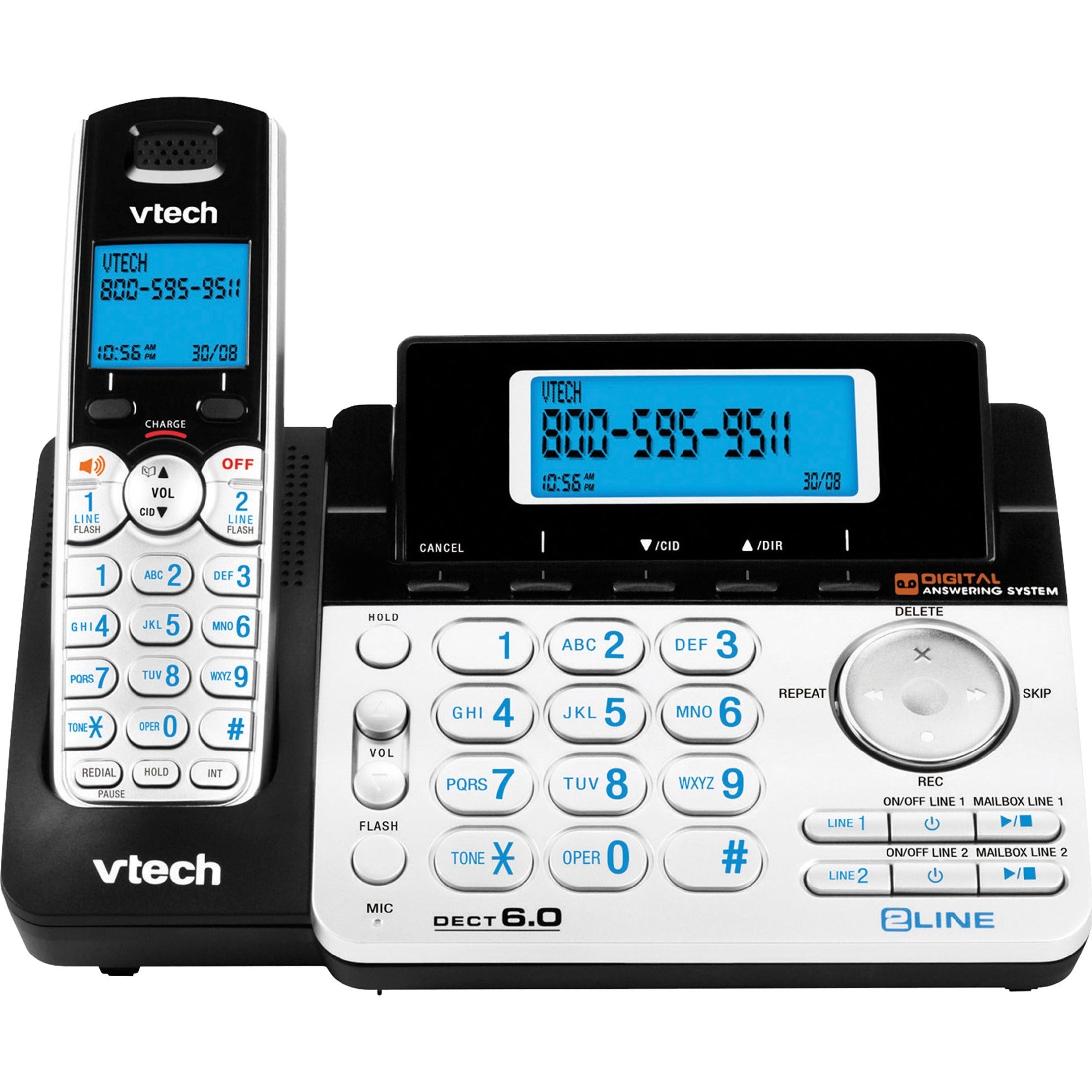 VTech DS6151 DECT 6.0 Cordless Phone - Silver, Caller ID Memory, Phone Book/Directory Memory, 1 Year Limited Warranty, Energy Star Certified