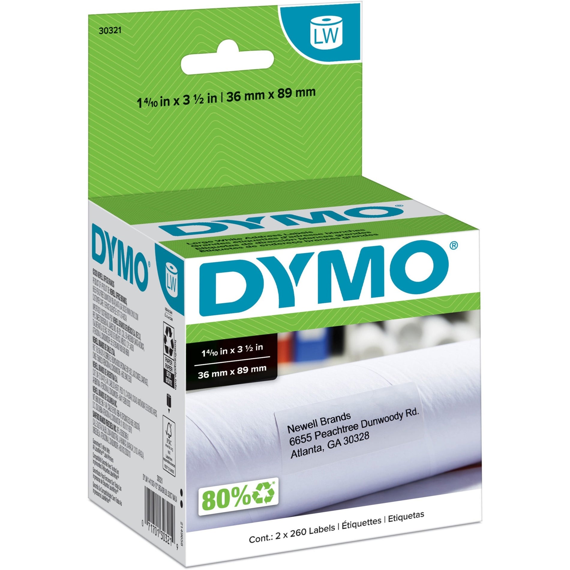 Dymo 30321 Large Address Labels, 520 Labels per Box