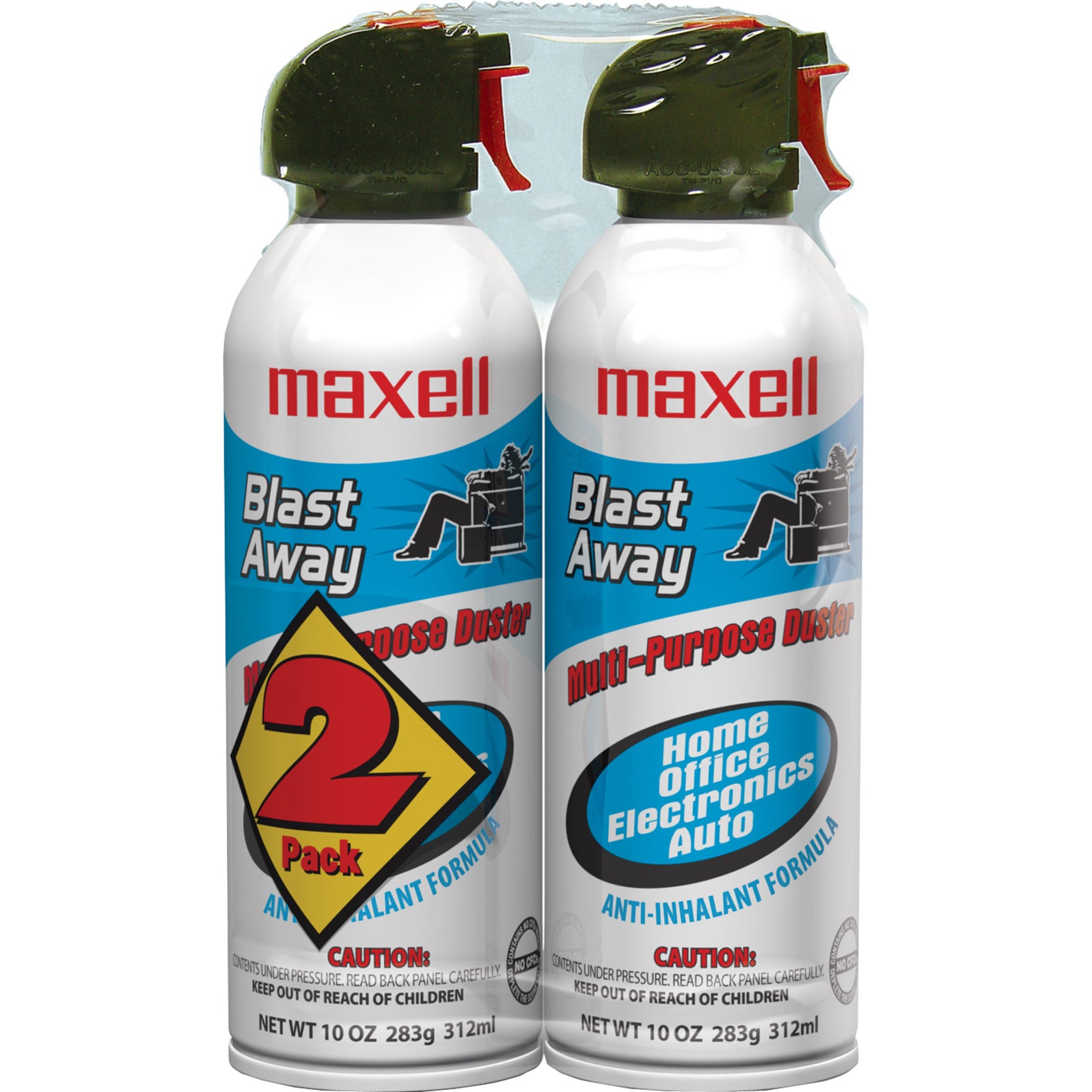 Maxell 190026 Blast Away Canned Air Duster 2 Pack, Dust Remover, Dirt Remover, Keyboard, Electronic Equipment