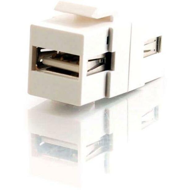C2G 28748 Snap-In USB A Keystone Panel Mount Coupler Insert Module - F/F, White