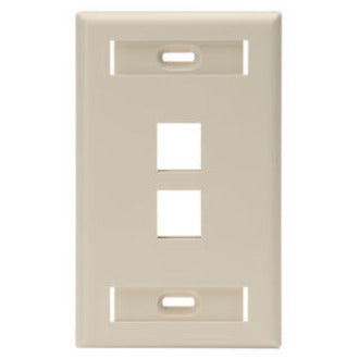 Leviton 42080-2IS QuickPort 1 Gang 2 Socket Faceplate, Wall Mount, Ivory