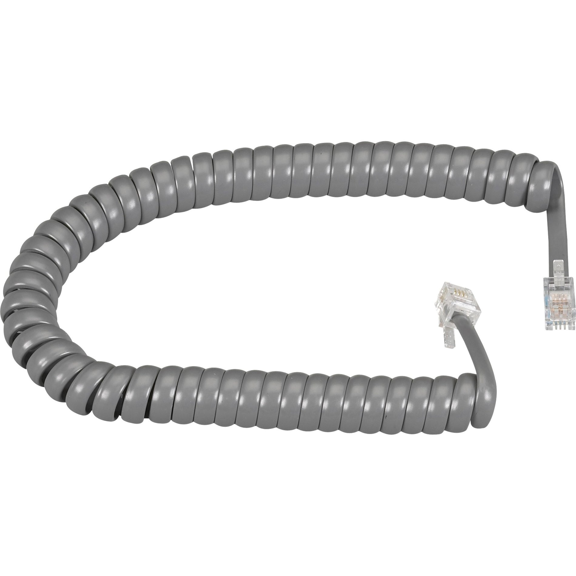 Black Box EJ302-0006 Modular Coiled Handset Cable, 6 ft, Gray