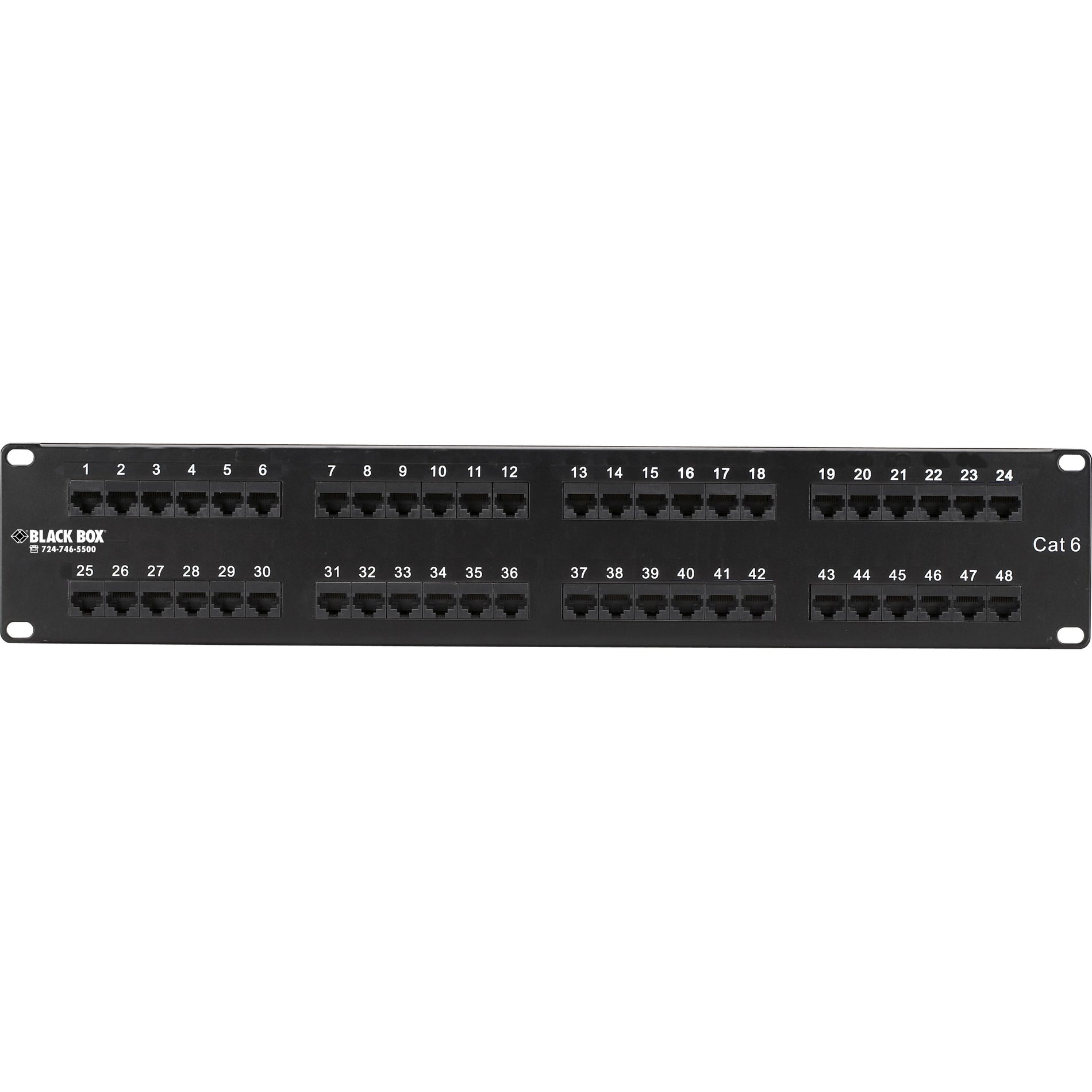Black Box JPM648A CAT6 Patch Panel, 48-Port, 2U, Unshielded