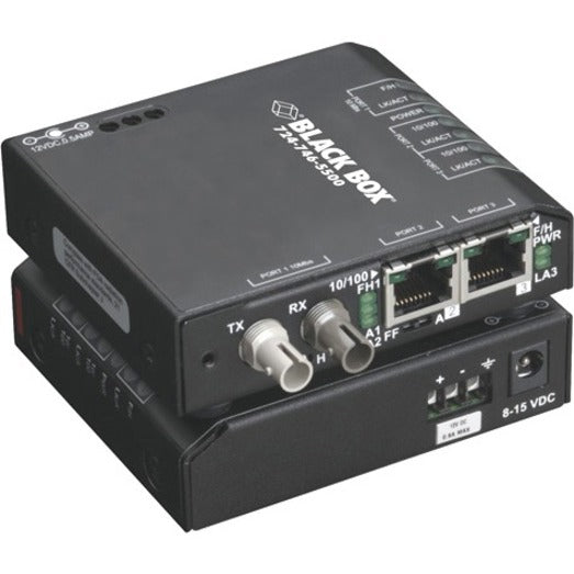 Black Box LBH100A-P-ST Extreme Media Converter Switch, 10/100Mbps to 100Mbps MM, 3 Year Warranty