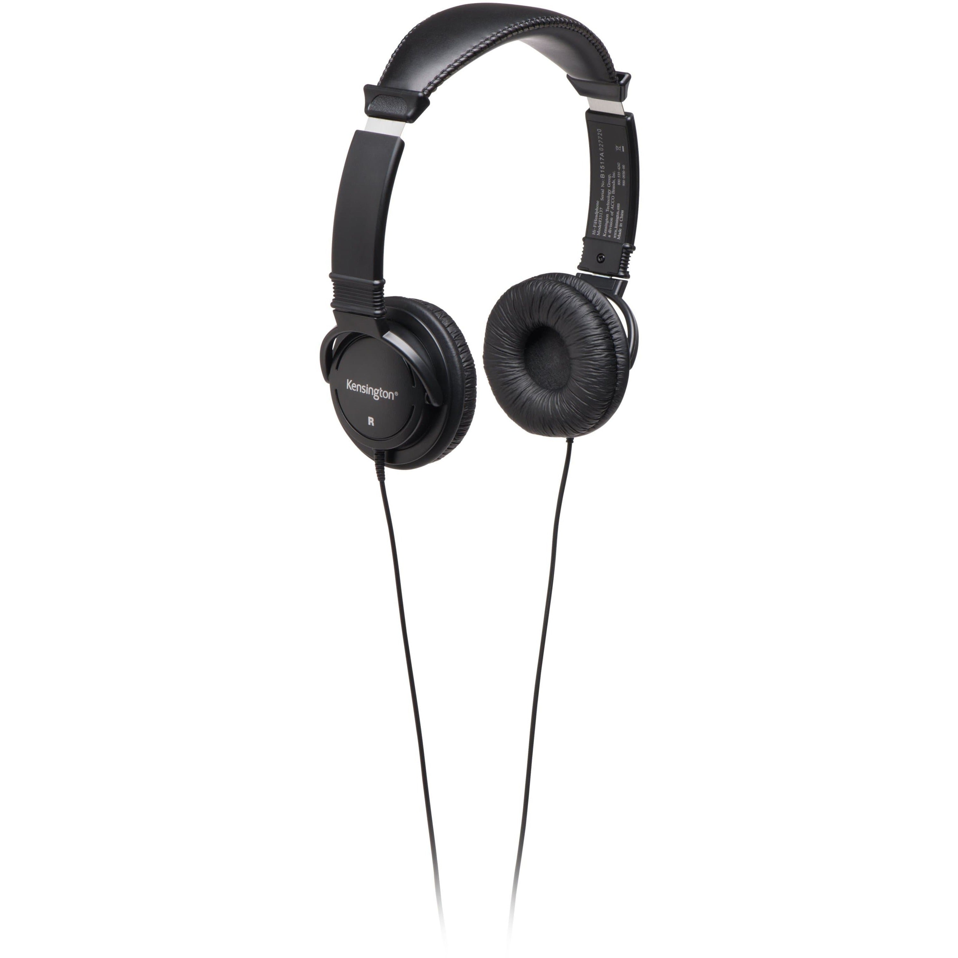 Kensington K33137 Classic 3.5mm Headphone with 9ft cord, Deep Bass, Comfortable, Stereo Sound
