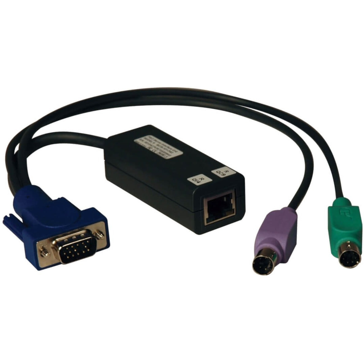 Tripp Lite B078-101-PS2 NetCommander PS2 Server Interface Unit (SIU), KVM Cable, Category 5e, RJ-45 Network - Female, Mini-DIN (PS/2) - Male, HD-15 - Male, Black