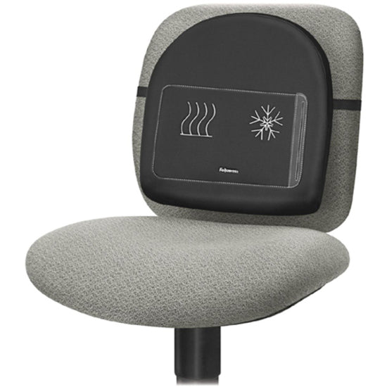 Fellowes 9190001 Heat and Soothe Back Support, Strap Mount, Black - Slim Profile Design, Soft, Adjustable Strap, Temperature Control