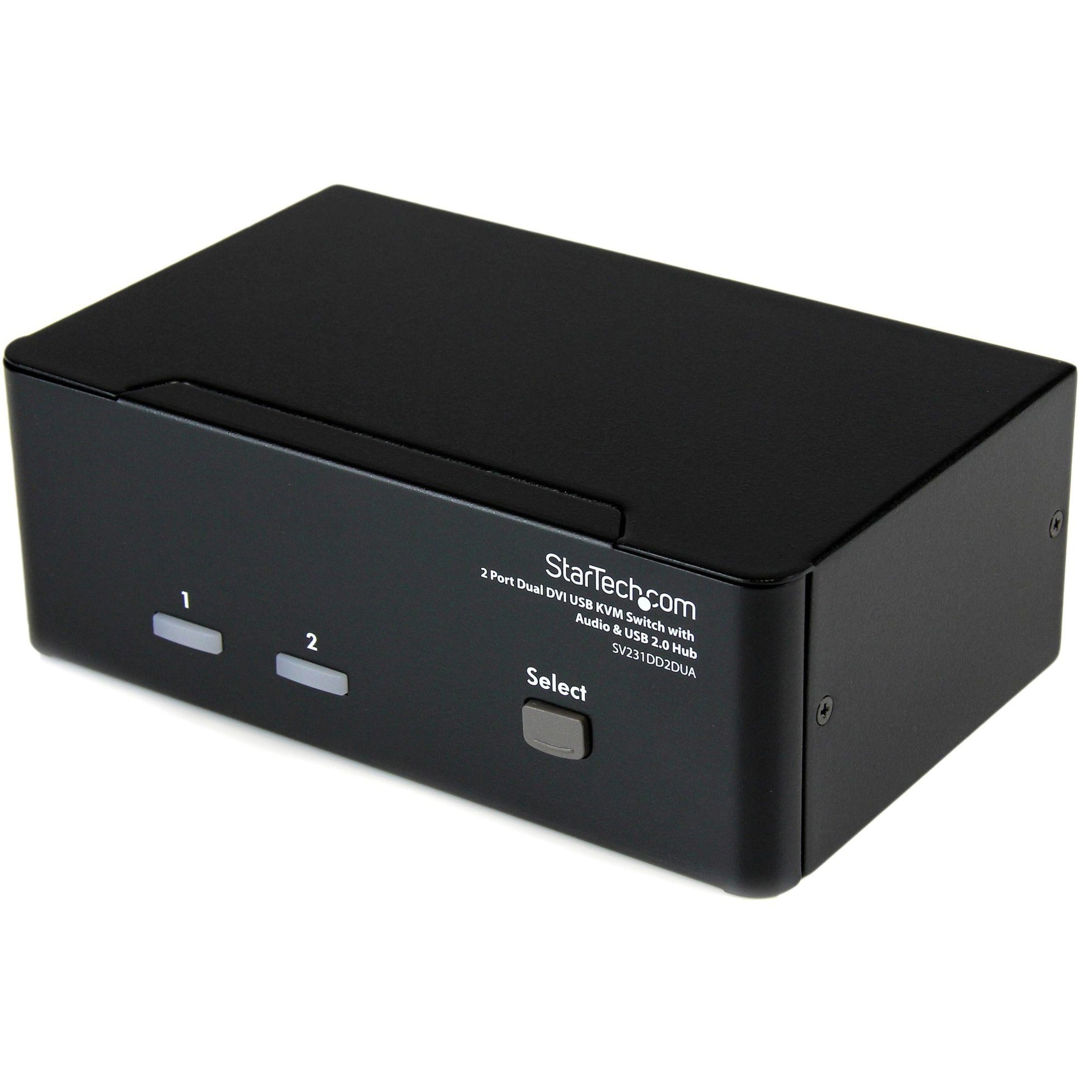 StarTech.com SV231DD2DUA 2 Port Dual DVI USB KVM Switch with Audio & USB Hub, Full Multimedia Control, Dual Monitor Support