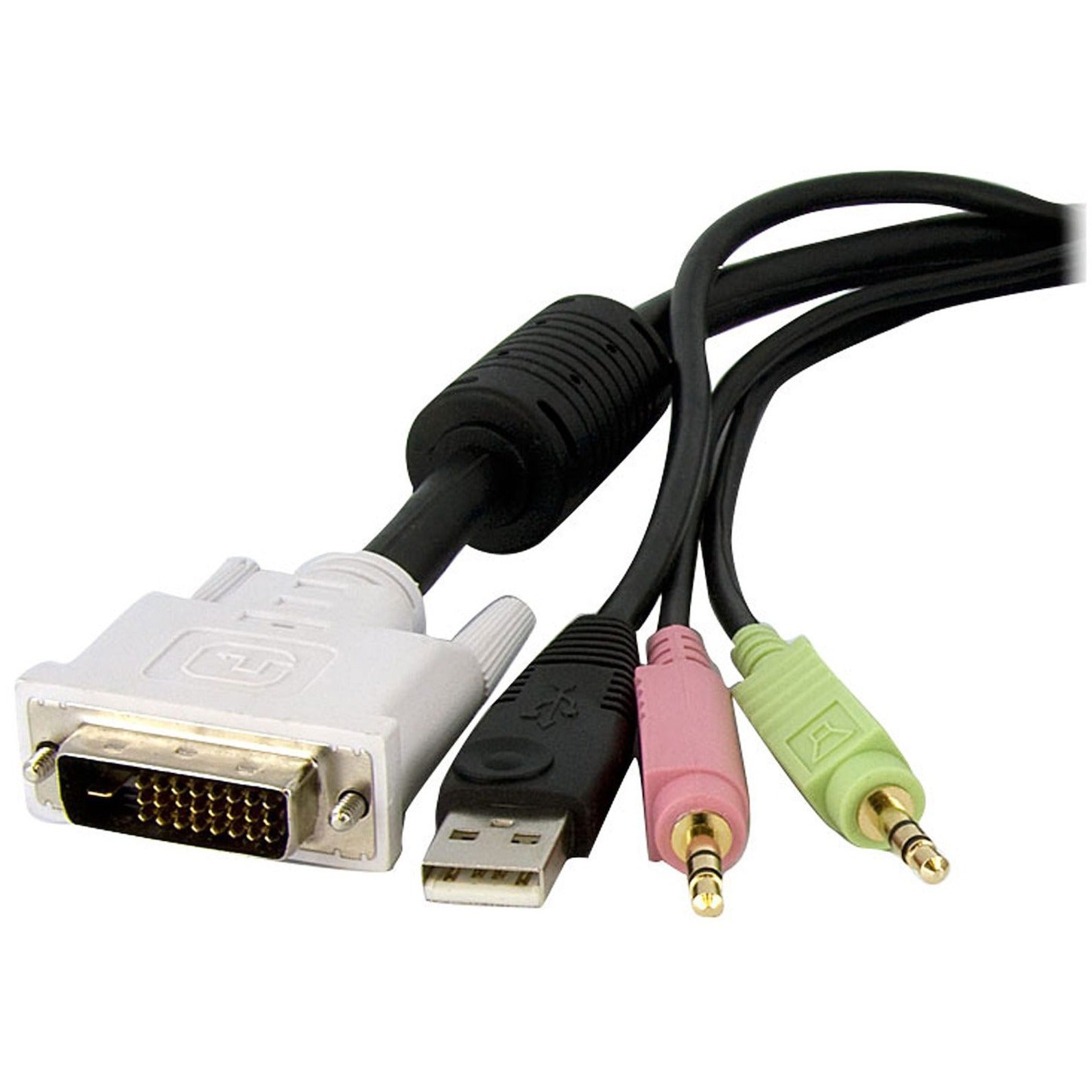StarTech.com DVID4N1USB15 15ft 4-in-1 USB Dual Link DVI-D KVM Switch Cable with Audio & Microphone, Copper Conductor, 7.9 Gbit/s Data Transfer Rate