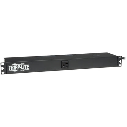 Front view of Tripp Lite PDU1220T rackmount power distribution unit showing 1U form factor and front outlet-alternate-image1