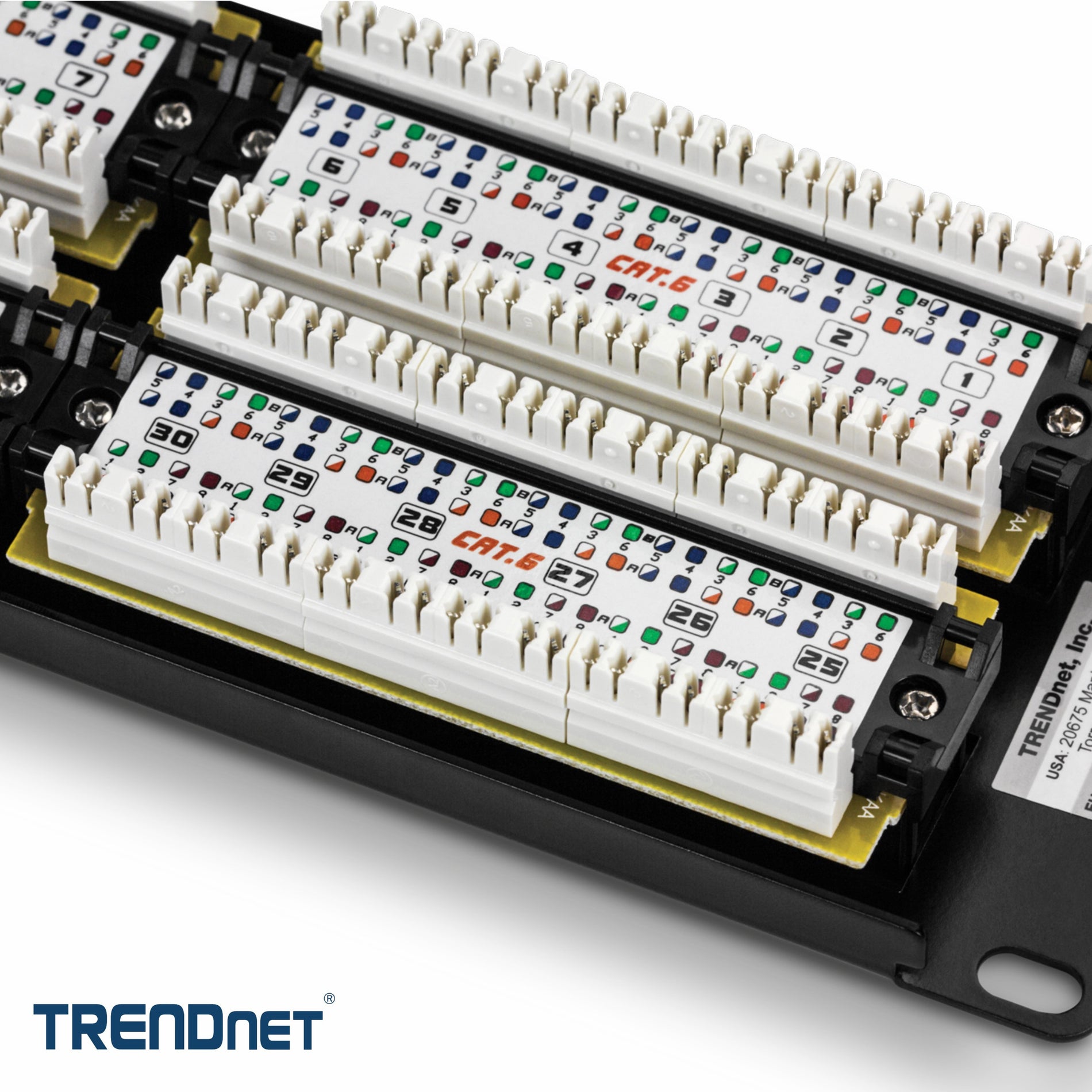 TRENDnet TC-P48C6 Cat6 48-port Unshielded Patch Panel, Wallmount Or Rackmount, Ethernet, Fast Ethernet, Gigabit Applications, Black