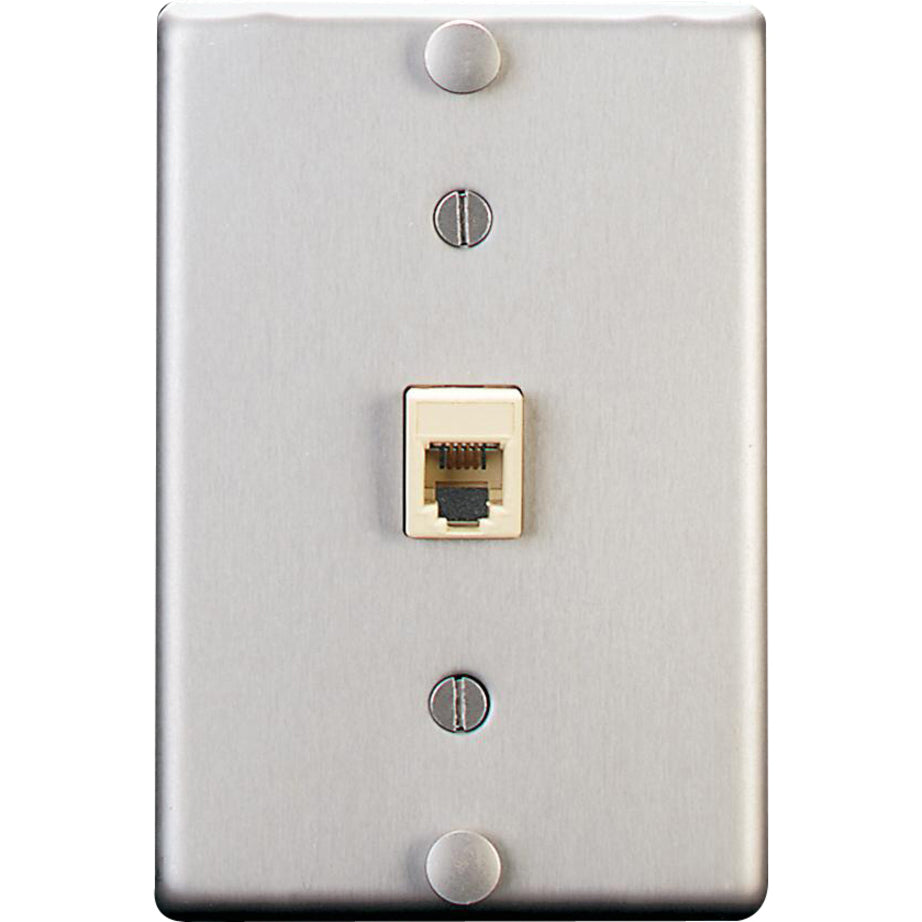 Leviton C0256-0SS 1-Port Phone Wall Plate, Stainless Steel Flush Mount Outlet