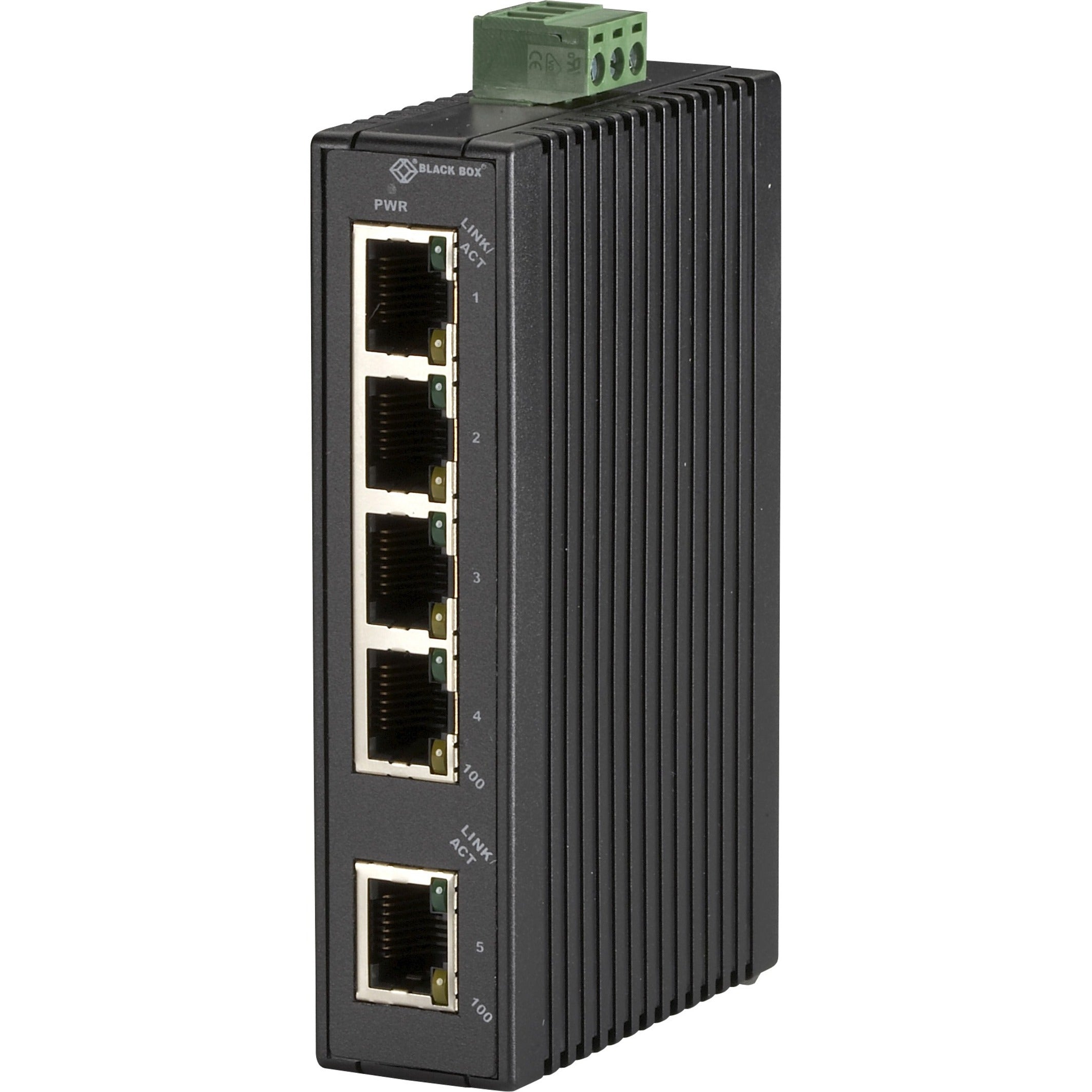 Black Box LBH120A-H Hardened Mini Industrial Switch, 5 x Fast Ethernet Network, TAA Compliant