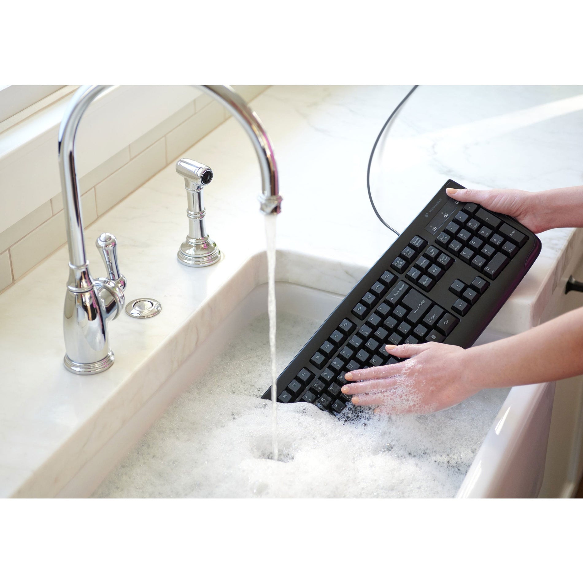 Kensington K64407US Pro Fit Washable Keyboard, Anti-bacterial, Water Proof, Soft-touch Keys