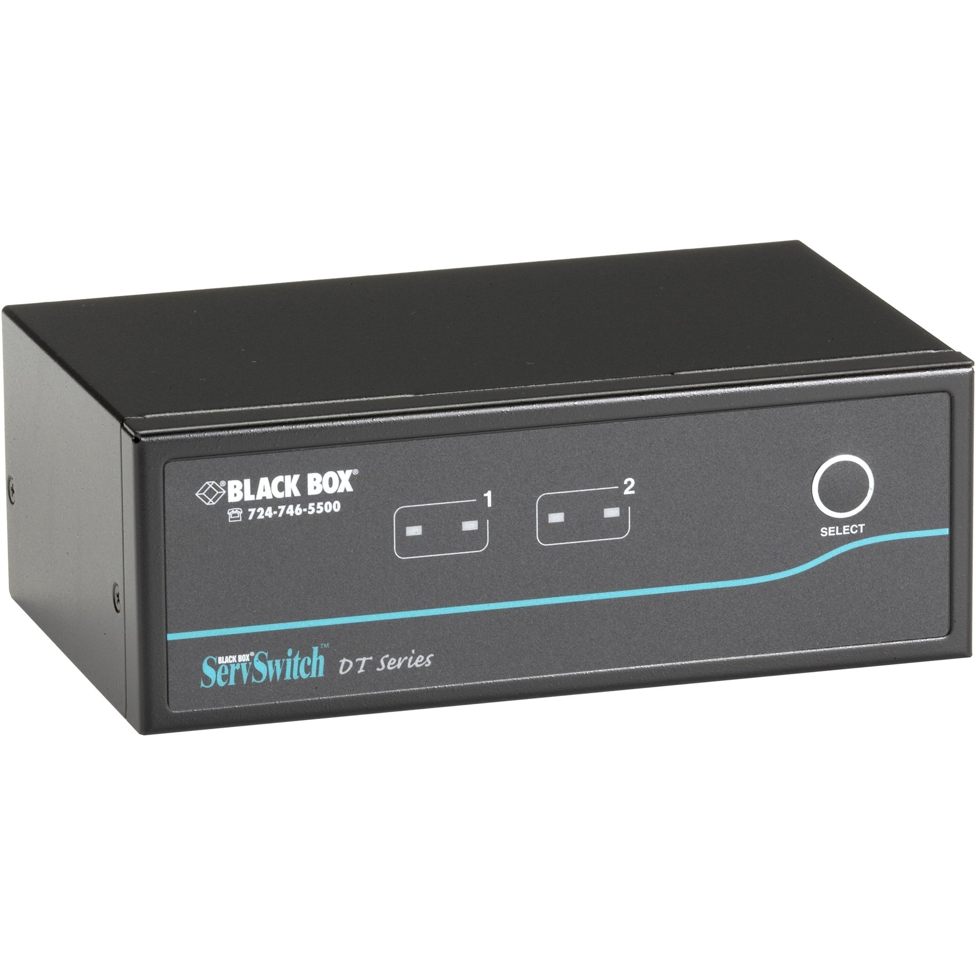 Black Box KV9622A ServSwitch Dual-Head KVM Switch, 2 Computers Supported, USB/DVI, 2560 x 1600 Resolution