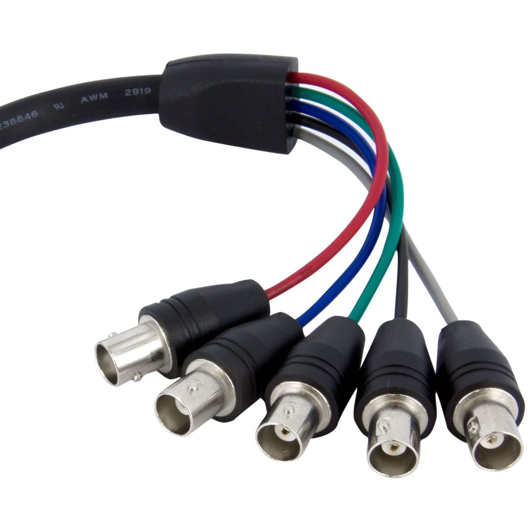 StarTech.com VGABNCMF1 1 ft Coax HD15 VGA to 5 BNC RGBHV Monitor Cable, Copper Conductor, CMG Rated