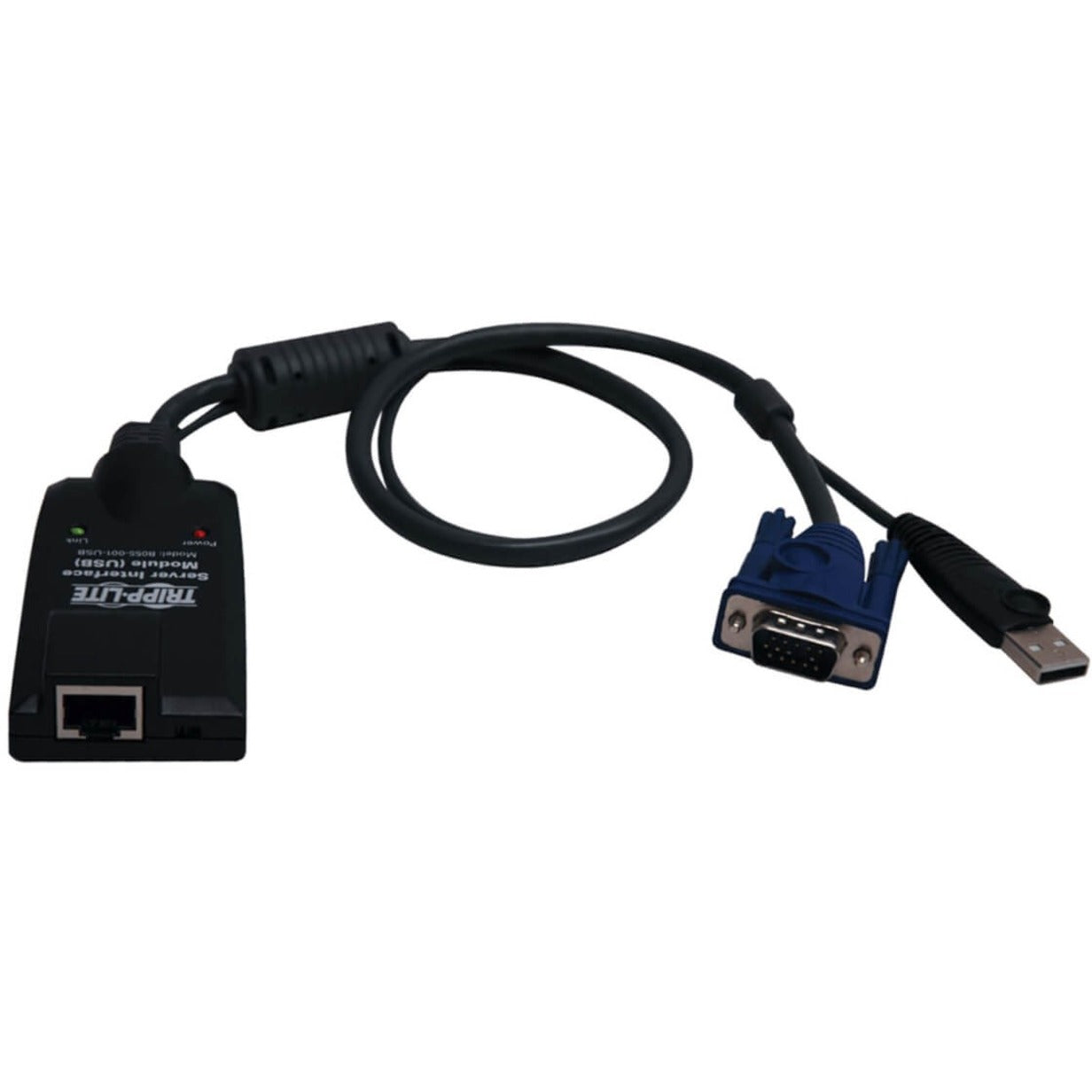 Tripp Lite B055-001-USB Server Interface Module, KVM Cable, RJ-45 Network - Female to USB 2.0 Type A - Male, HD-15 - Male