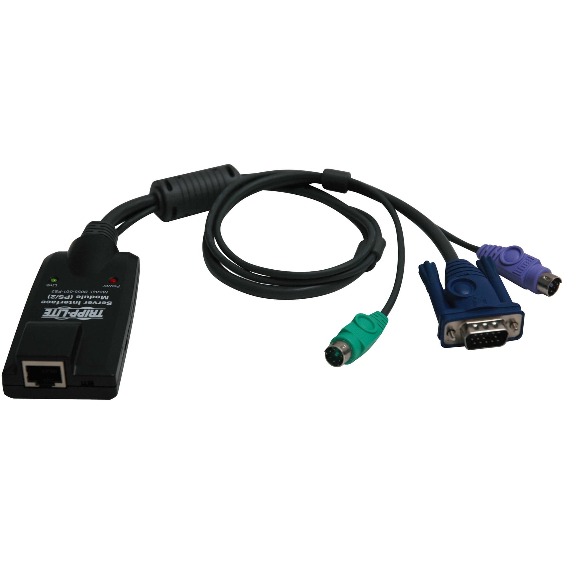 Tripp Lite B055-001-PS2 Server Interface Module KVM Cable, RJ-45 Network - Female, Mini-DIN (PS/2) - Male, HD-15 - Male