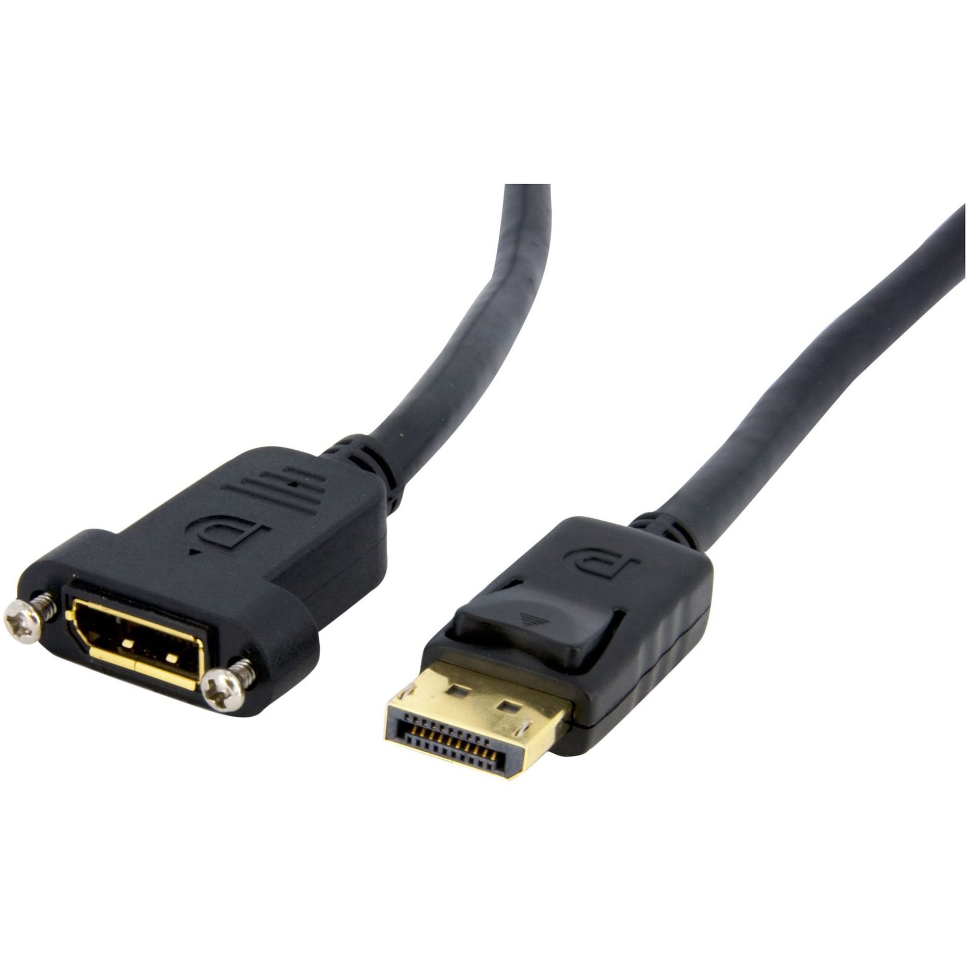 StarTech.com DPPNLFM3 3ft DisplayPort Panel Mount Cable - F/M, Molded, Locking Latch, Gold Plated Connectors, Black