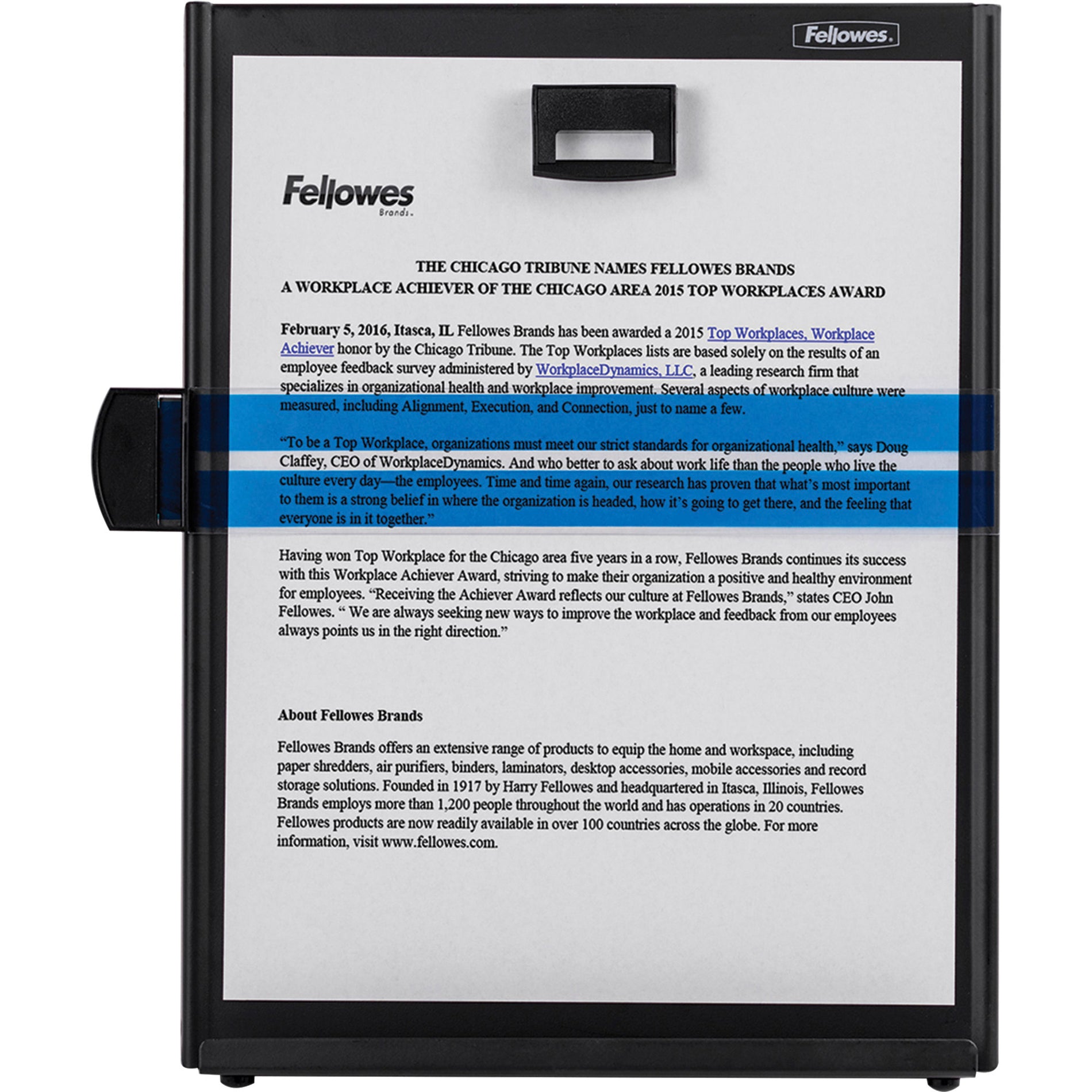 Fellowes 11053 Metal Copyholder, 3-Year Warranty, Line Guide Magnet, 200 Letter Size Paper