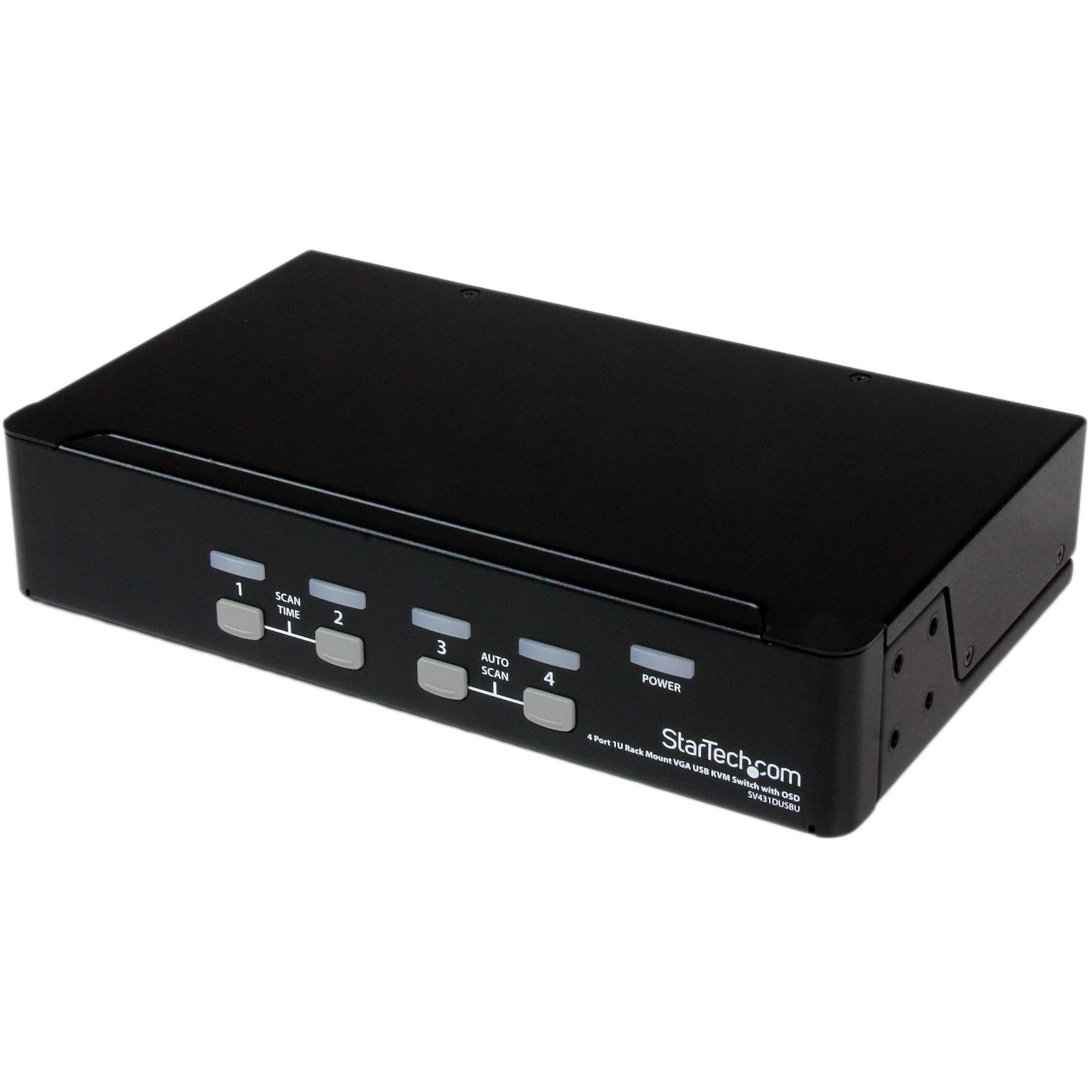 StarTech.com SV431DUSBU 4 Port 1U Rackmount USB KVM Switch with OSD, Maximum Video Resolution 1920 x 1440, 3 Year Limited Warranty