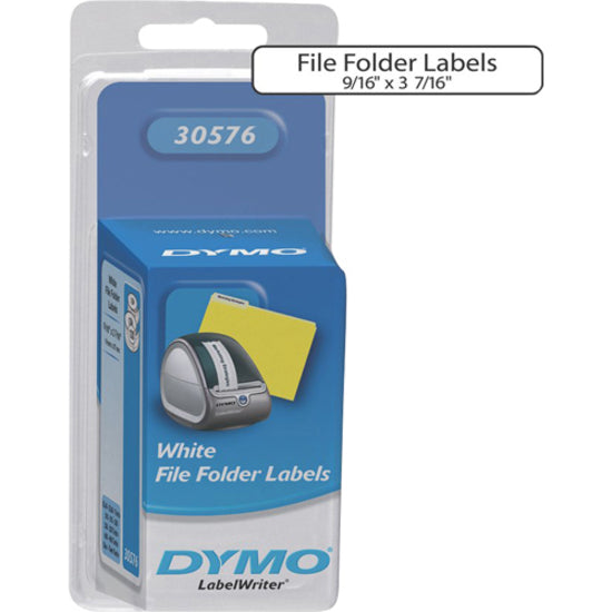 Dymo 30576 File Folder Labels, 130 Labels, 9/16" x 3 7/16", White