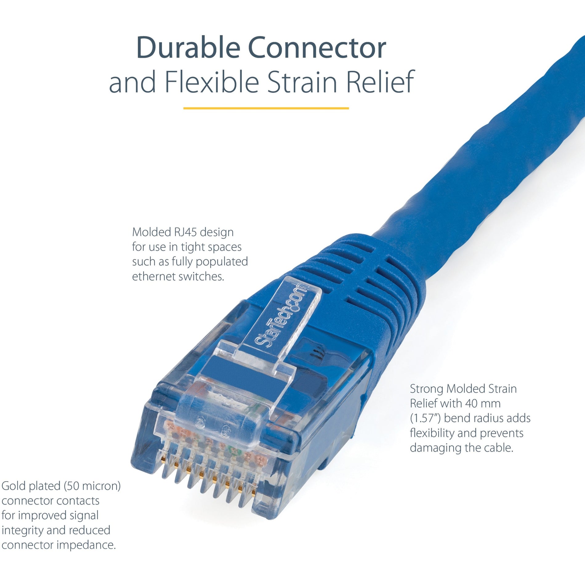 StarTech.com C6PATCH25BL 25ft Blue Molded Cat6 UTP Patch Cable ETL Verified, 10 Gbit/s Data Transfer Rate, Male to Male Connectors