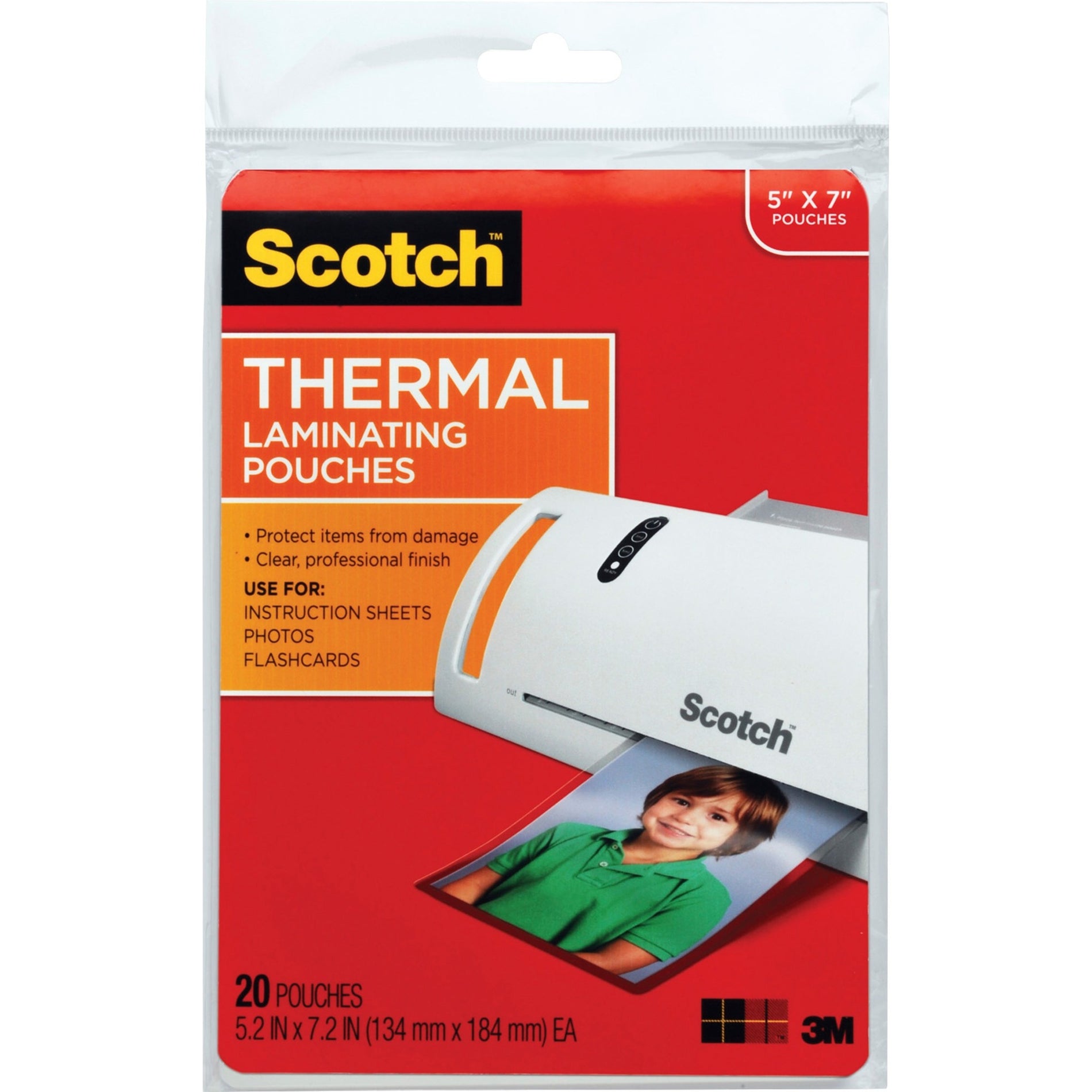 Scotch TP590320 Thermal Laminating Pouches, Photo, 5"x7", 20/PK