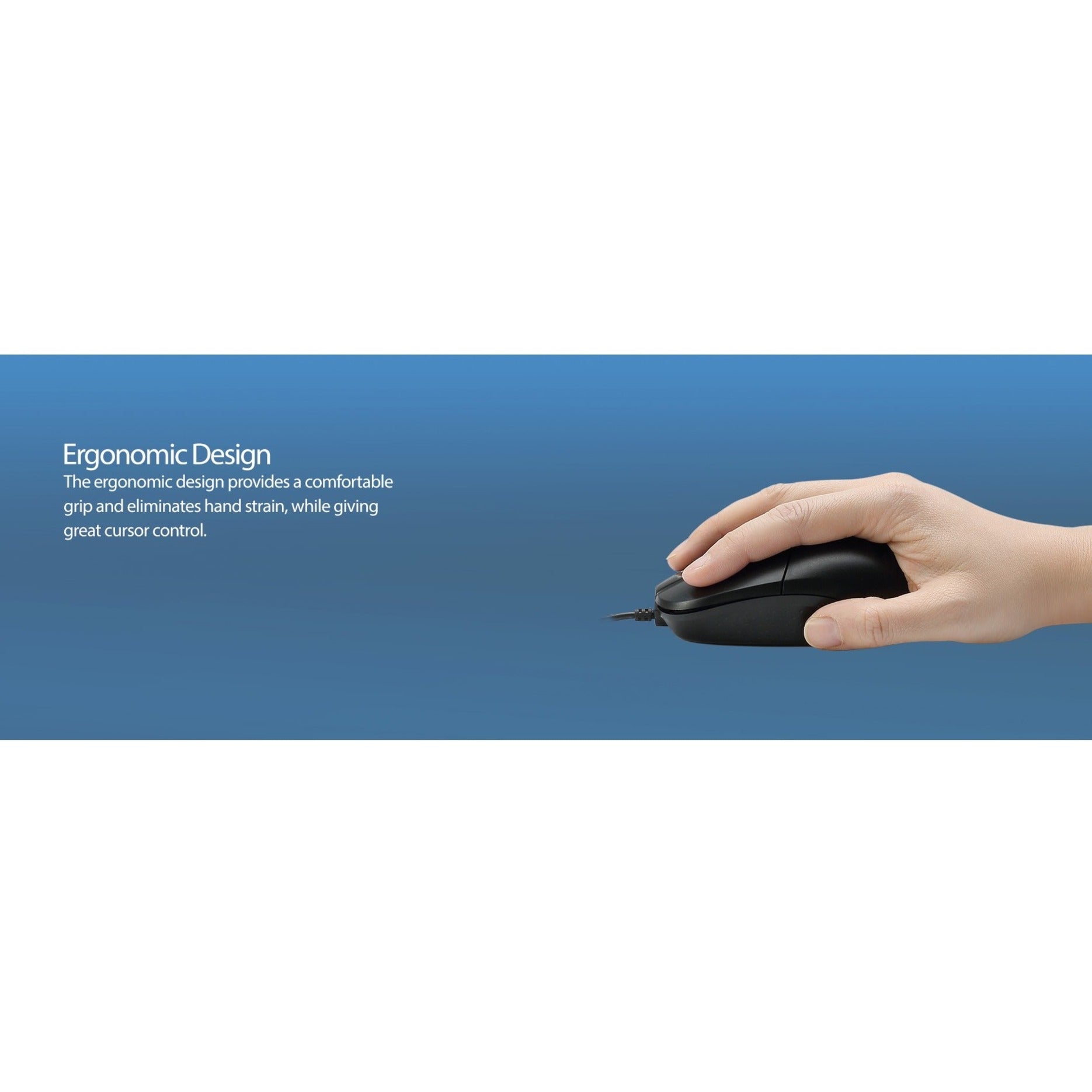 Adesso HC-3003PS 3 Button Desktop Optical Scroll Mouse (PS/2), Ergonomic Fit, 1200 dpi, Symmetrical Design